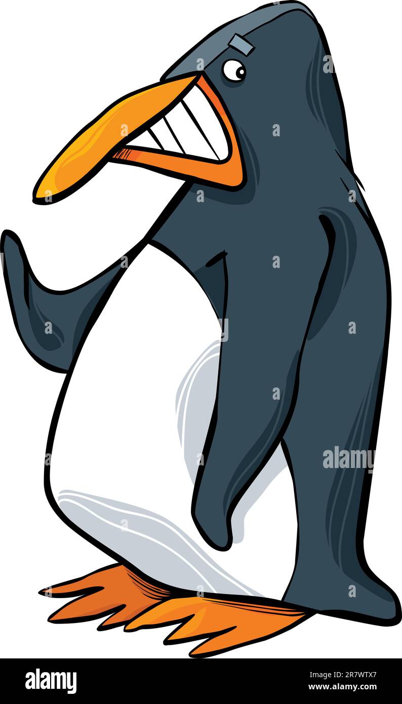 cartoon illustration of funny emperor penguin Stock Vector