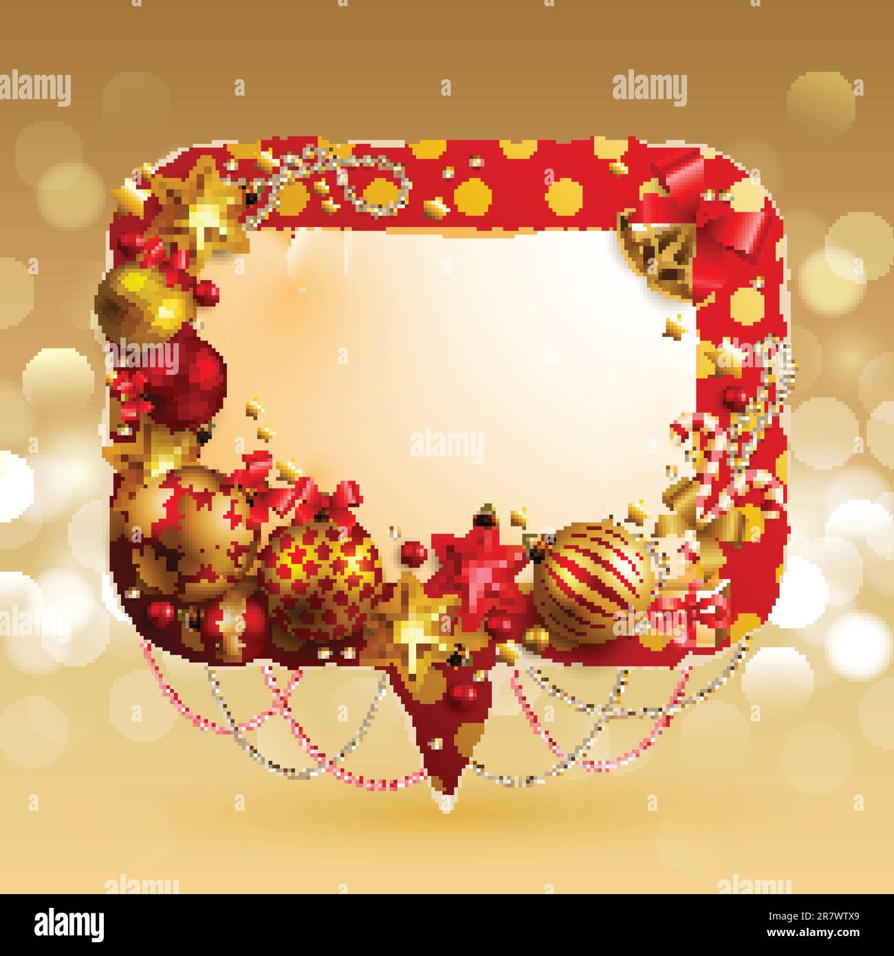 Christmas vintage bubble with baubles and place for text. Vector illustration. Stock Vector