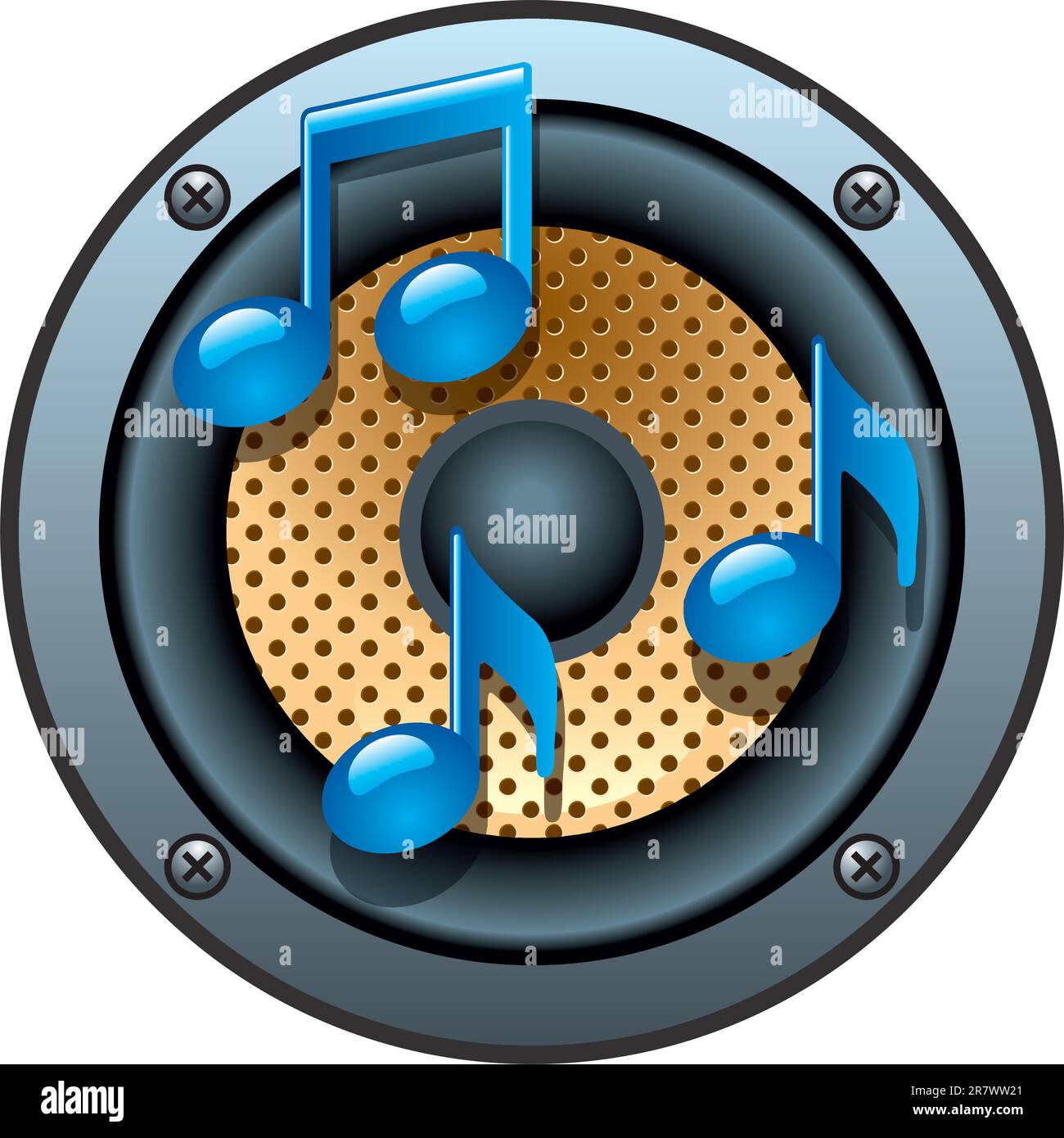 Audio Speaker Icon with musical notes on white background. Vector illustration Stock Vector