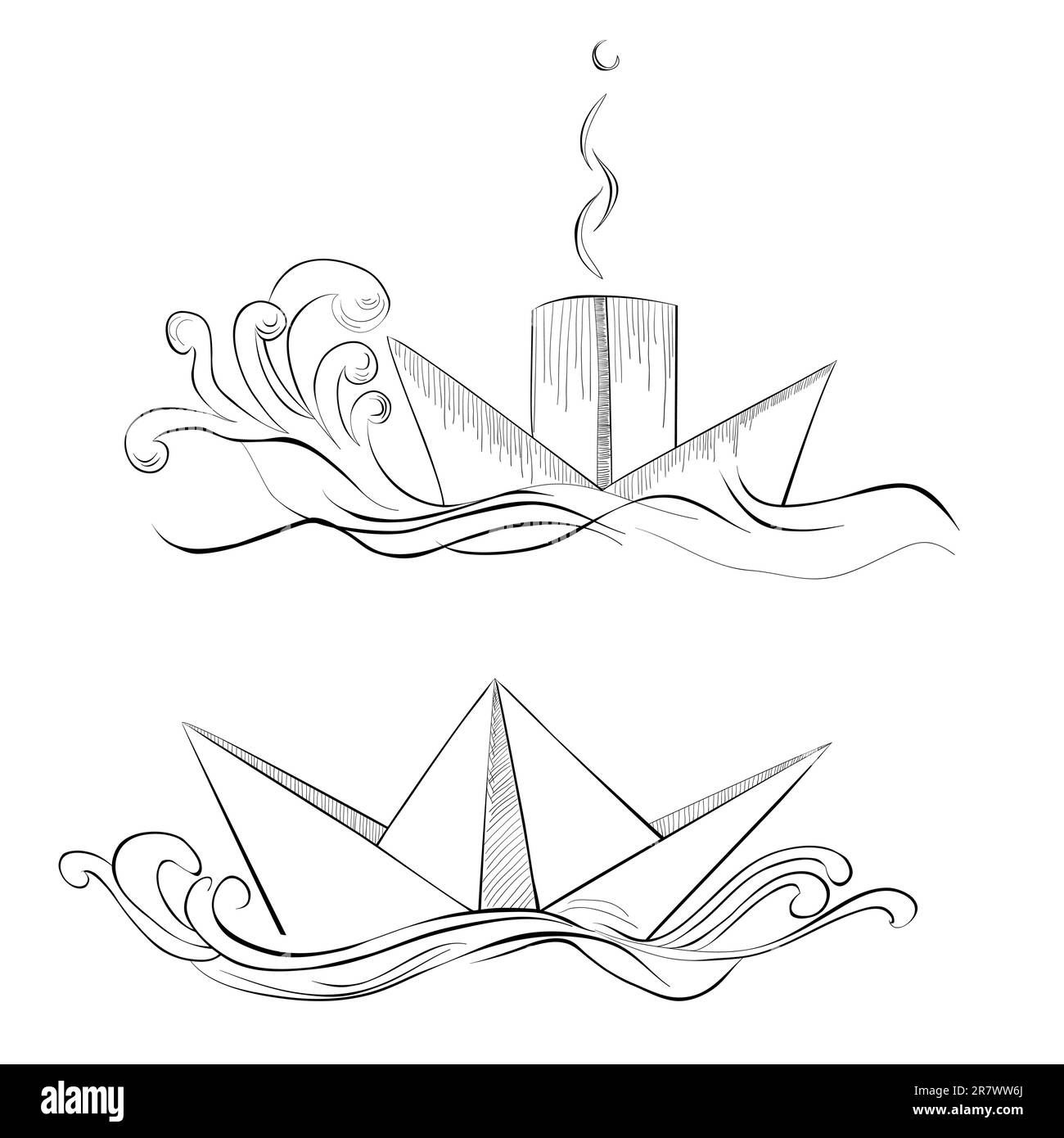 Paper hand ship Black and White Stock Photos & Images - Alamy