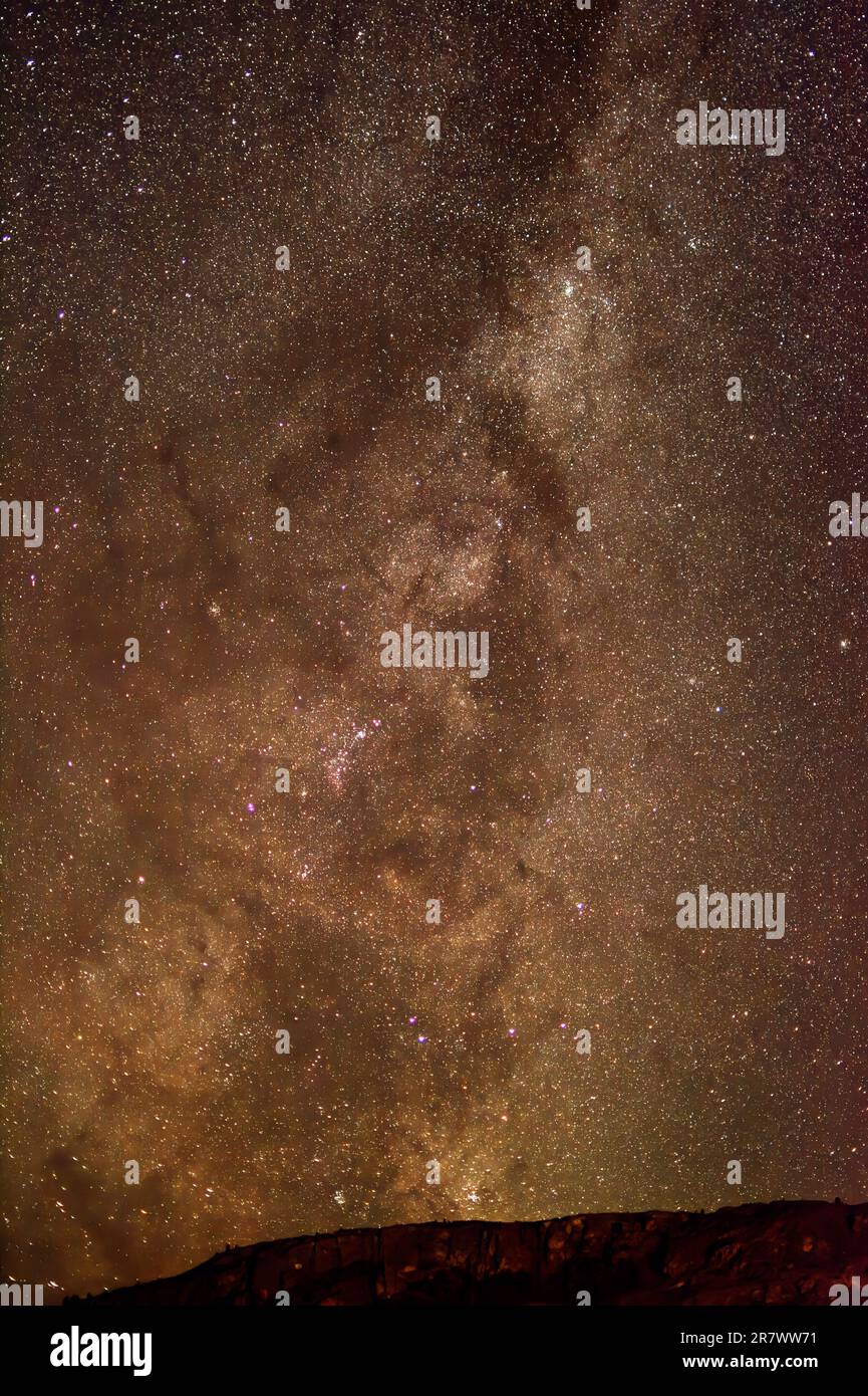 Starry sky over the Atacama Desert in Chile Stock Photo