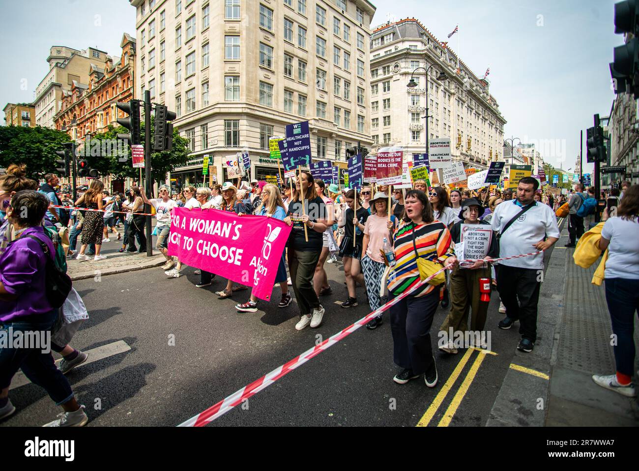 London, United Kingdom - June 17th 2023: Abortion Rights Protesters campaigning for abortion rights and the release of Carla Foster. Stock Photo