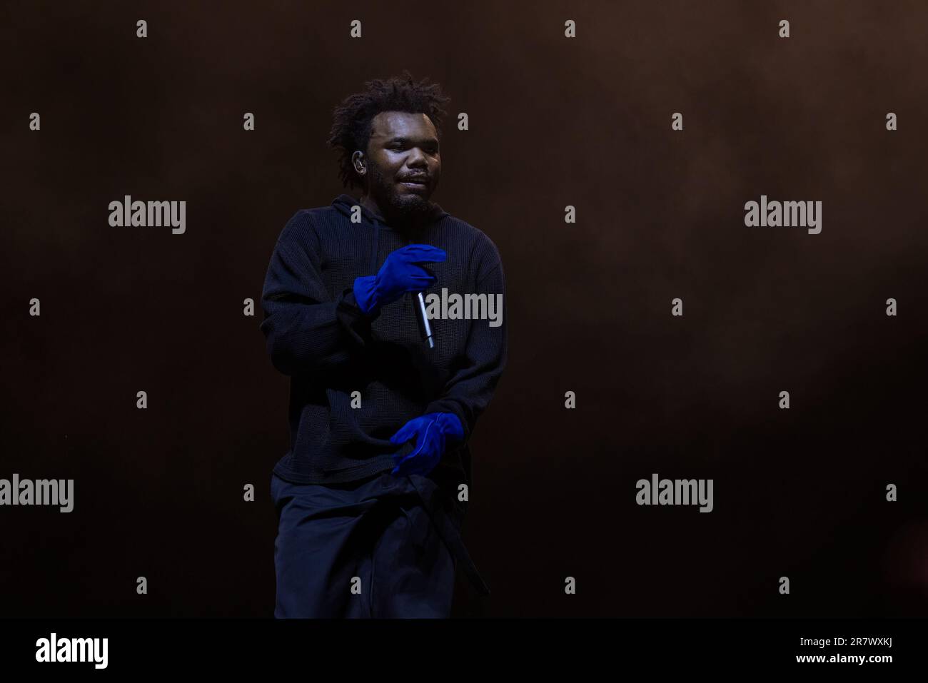 Manchester, USA. 16th June, 2023. Rapper Baby Keem (Hykeem Jamaal Manchester, USA. 16th June, 2023. Rapper Baby Keem (Hykeem Jamaal