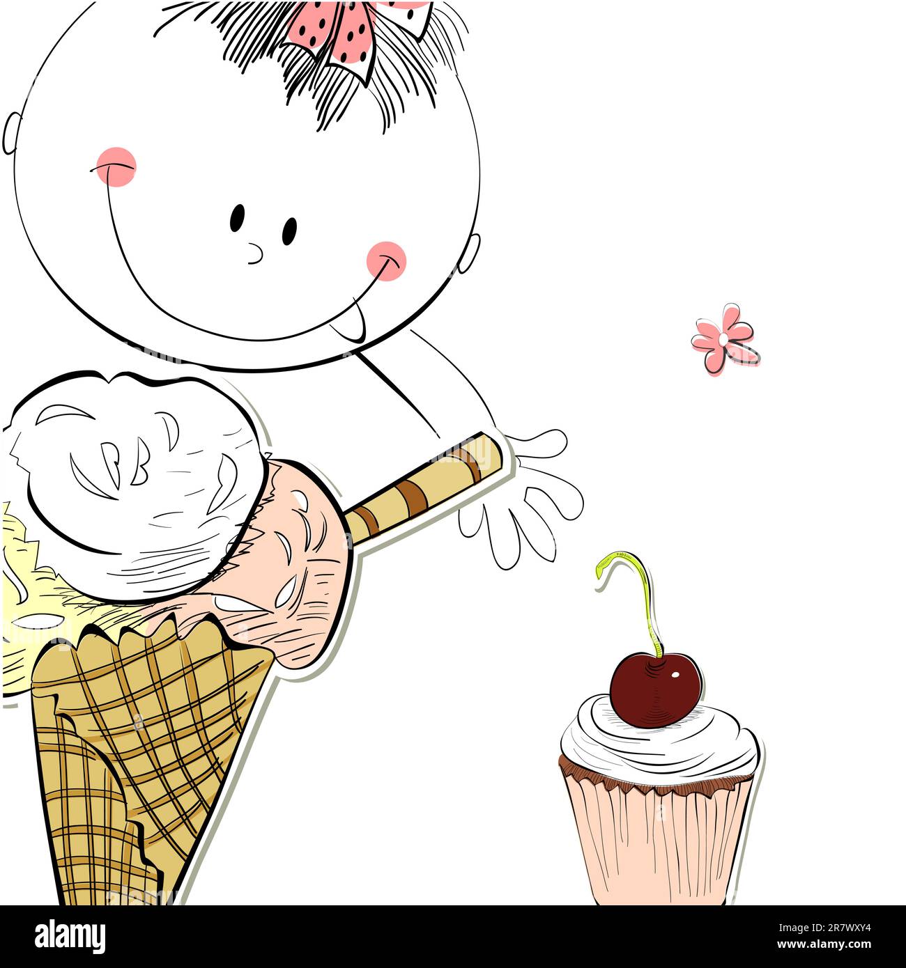 Girl with ice cream Stock Vector