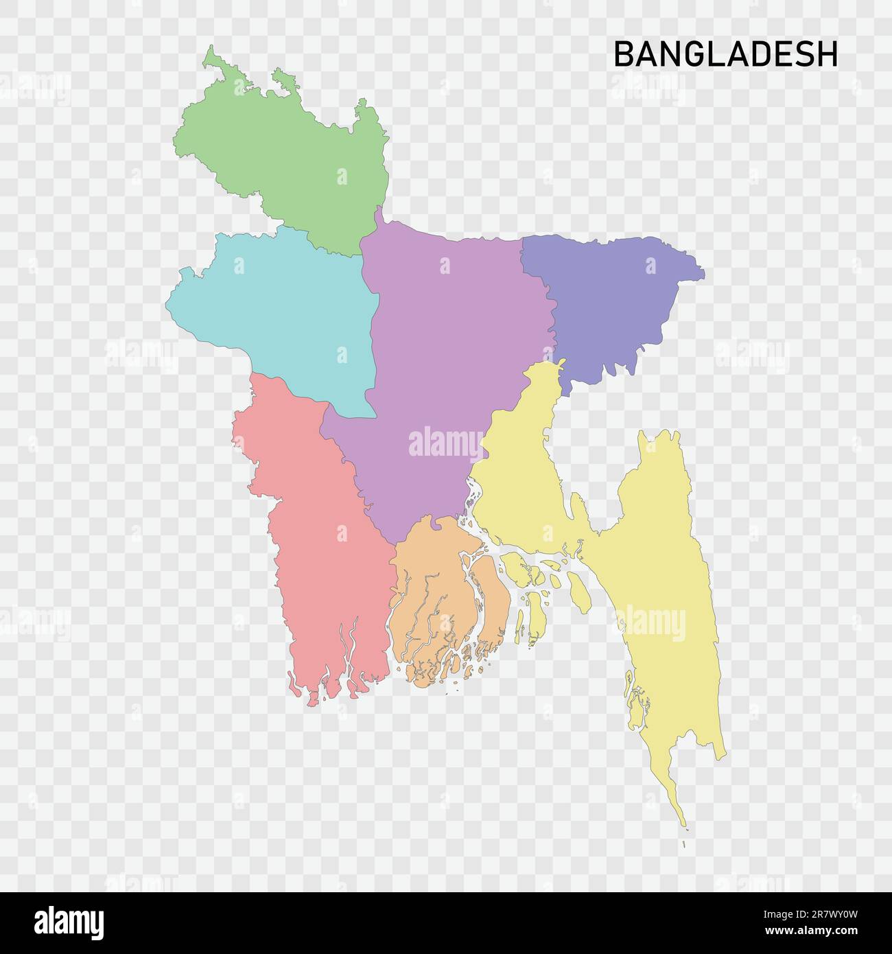 Isolated Colored Map Of Bangladesh With Borders Of The Regions Stock