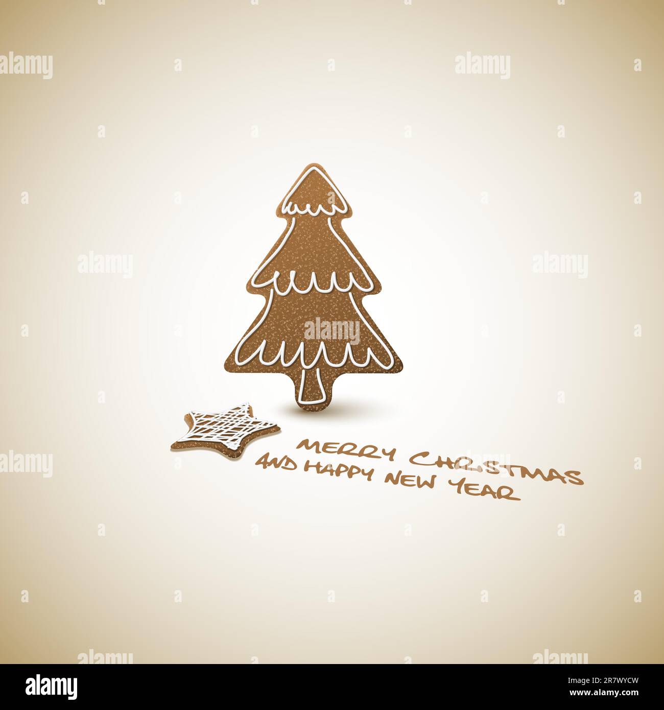 Vector Christmas card - ginger breads with white icing on light background and place for your text Stock Vector