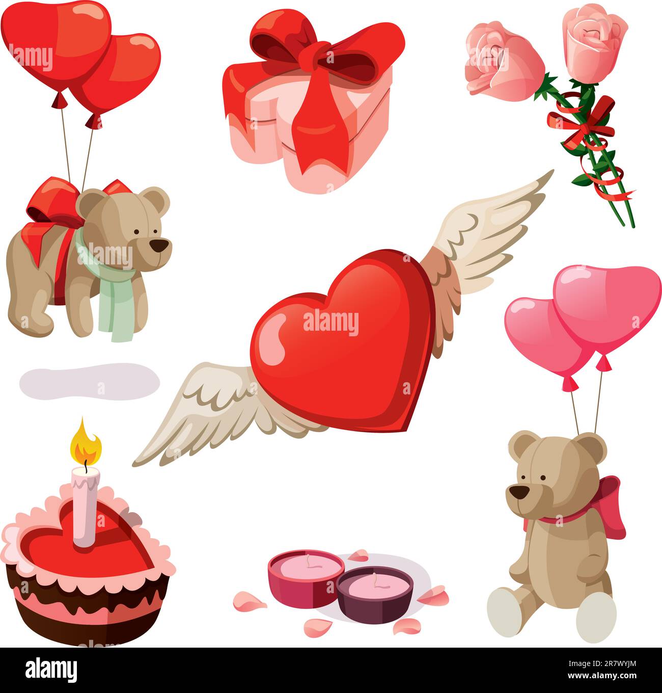 Set of elements for st. Valentine's day. Isolated on white background ...