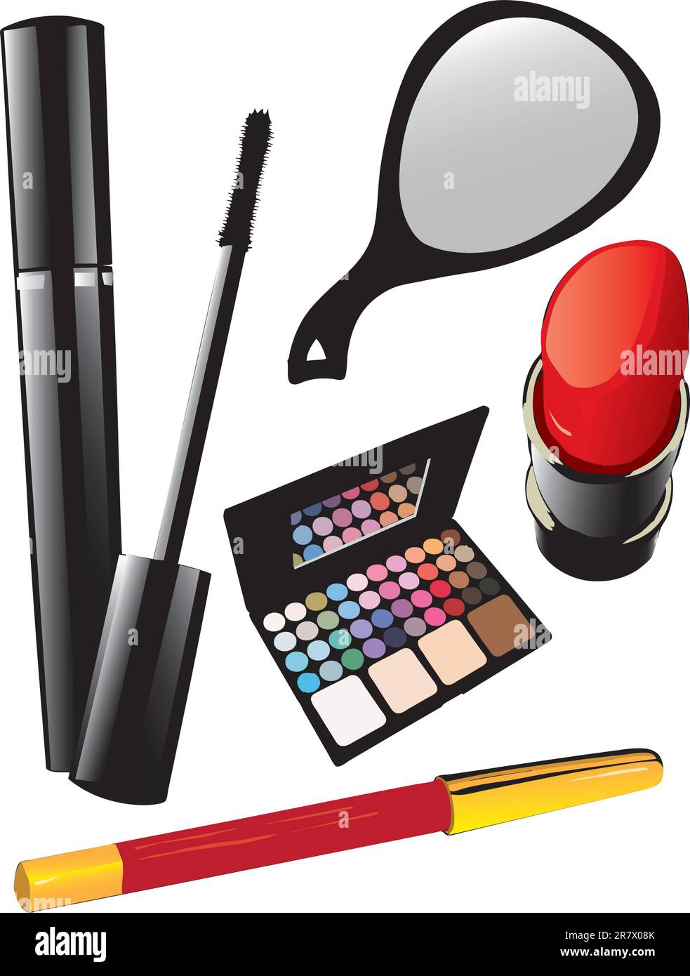 Cosmetic set for eyes and lips. Vector illustration. Stock Vector