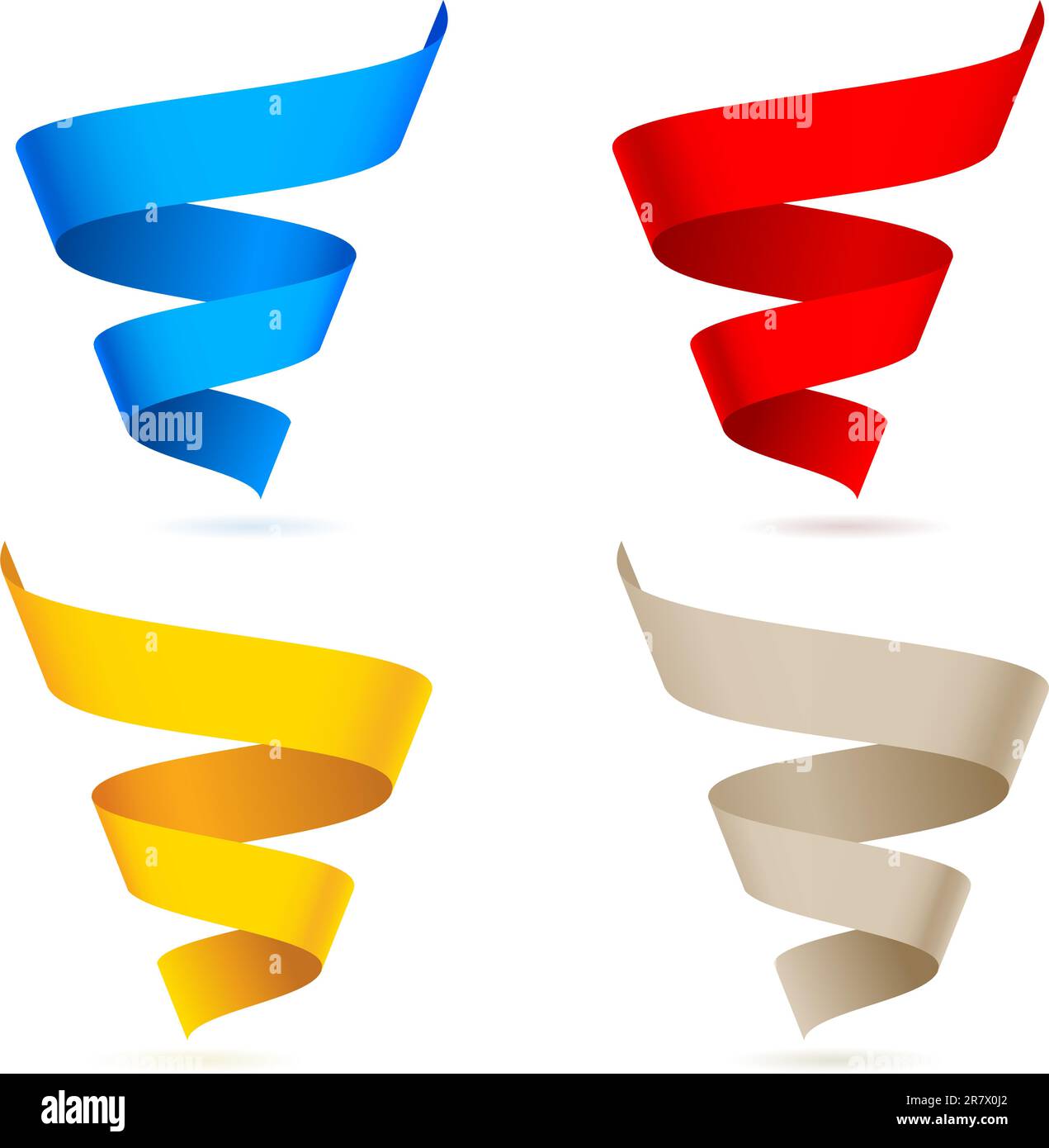Many beautiful colored ribbons. Illustration on white background for ...
