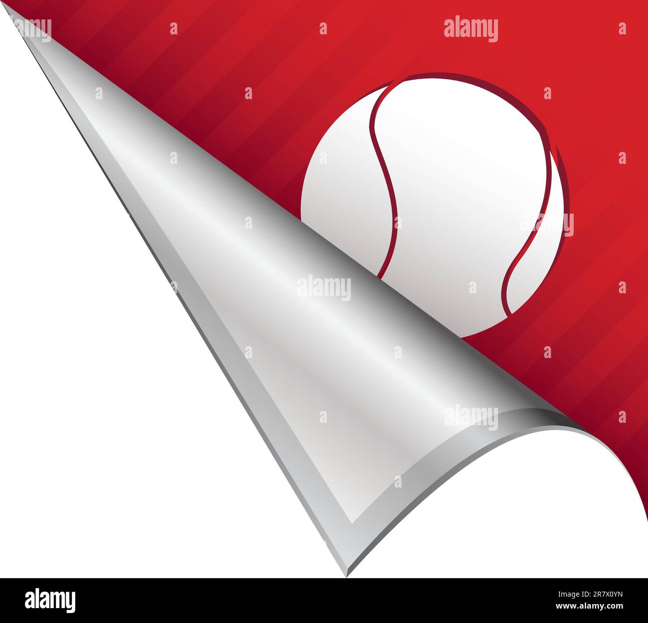 Tennis ball sports icon on vector peeled corner tab suitable for