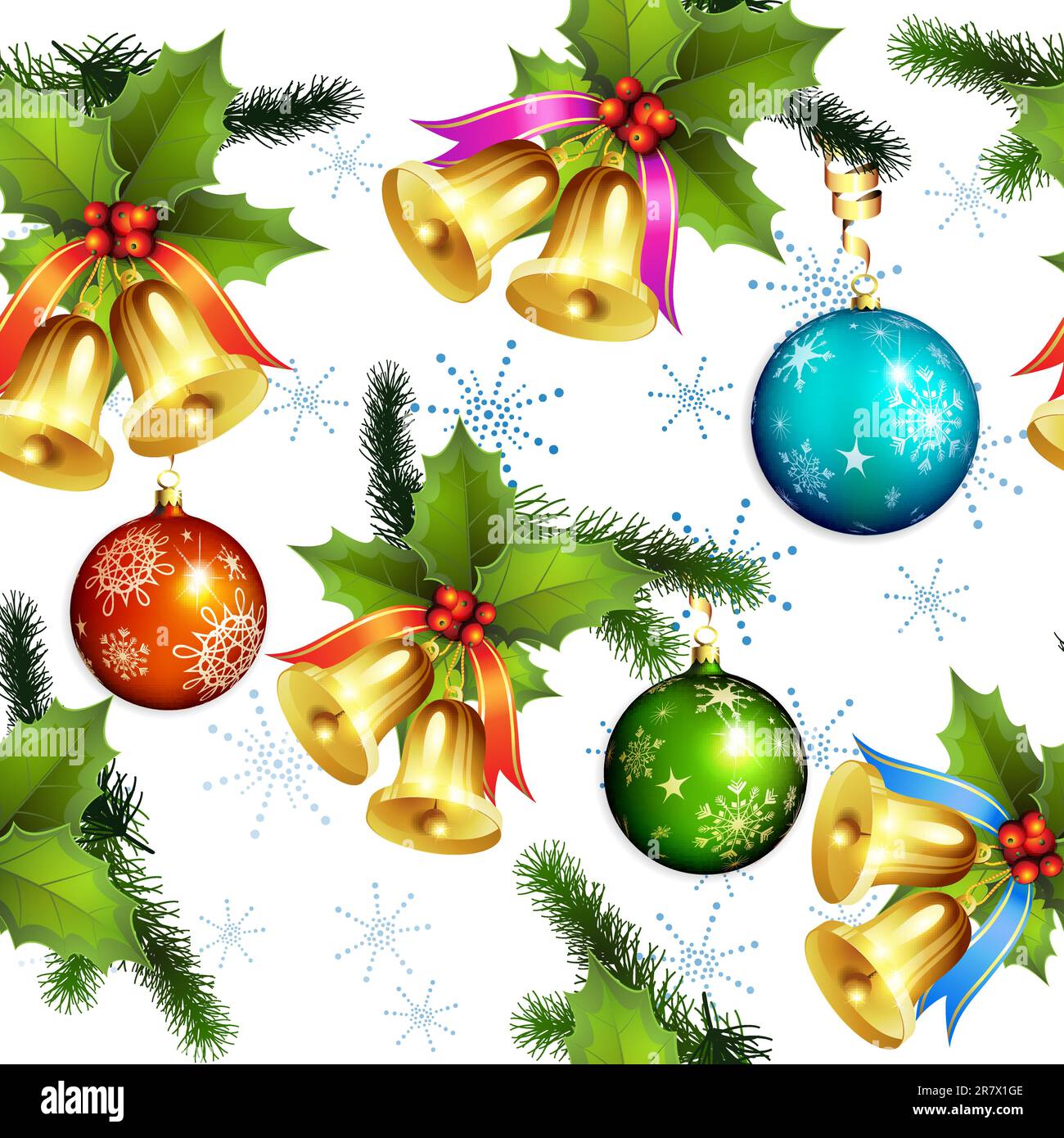 Seamless pattern with christmas balls and bells Stock Vector