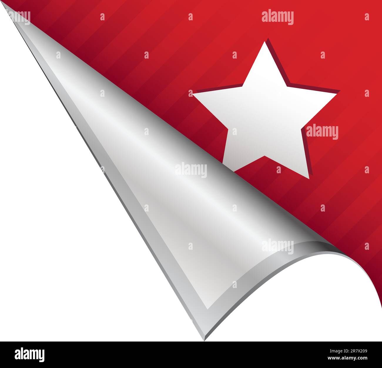 Star icon on vector peeled corner tab suitable for use in print, on websites, or in advertising materials. Stock Vector