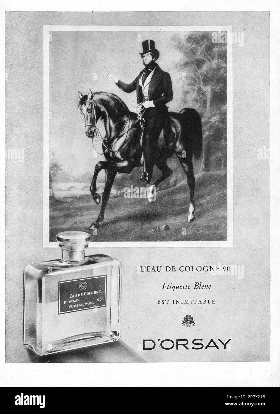 D'ORSAY L'eau De Cologne - Étiquette Bleue -  perfume advert in a French magazine March 1947 Stock Photo