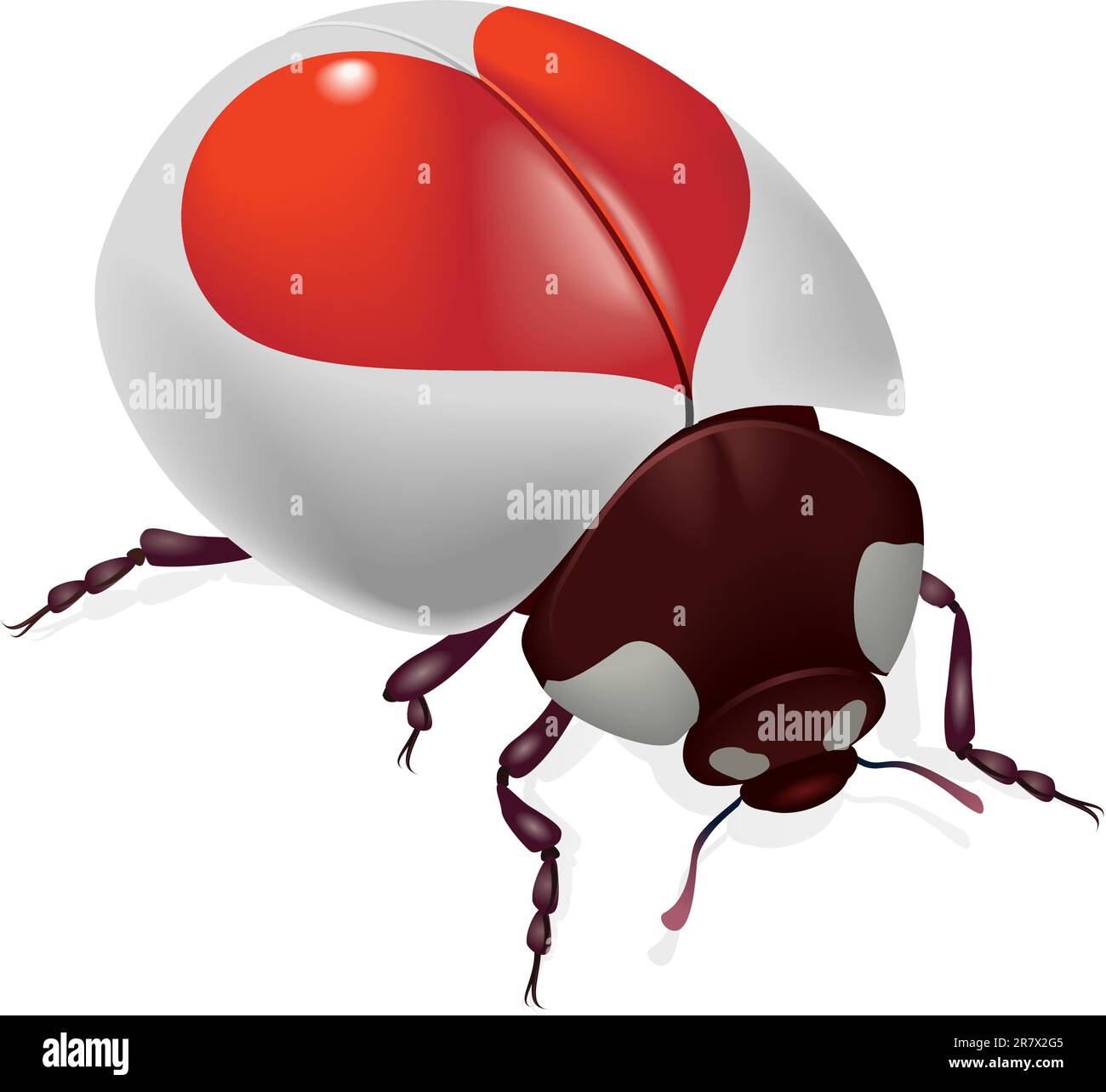 Ladybug with red hearts. Illustration on white background Stock Vector