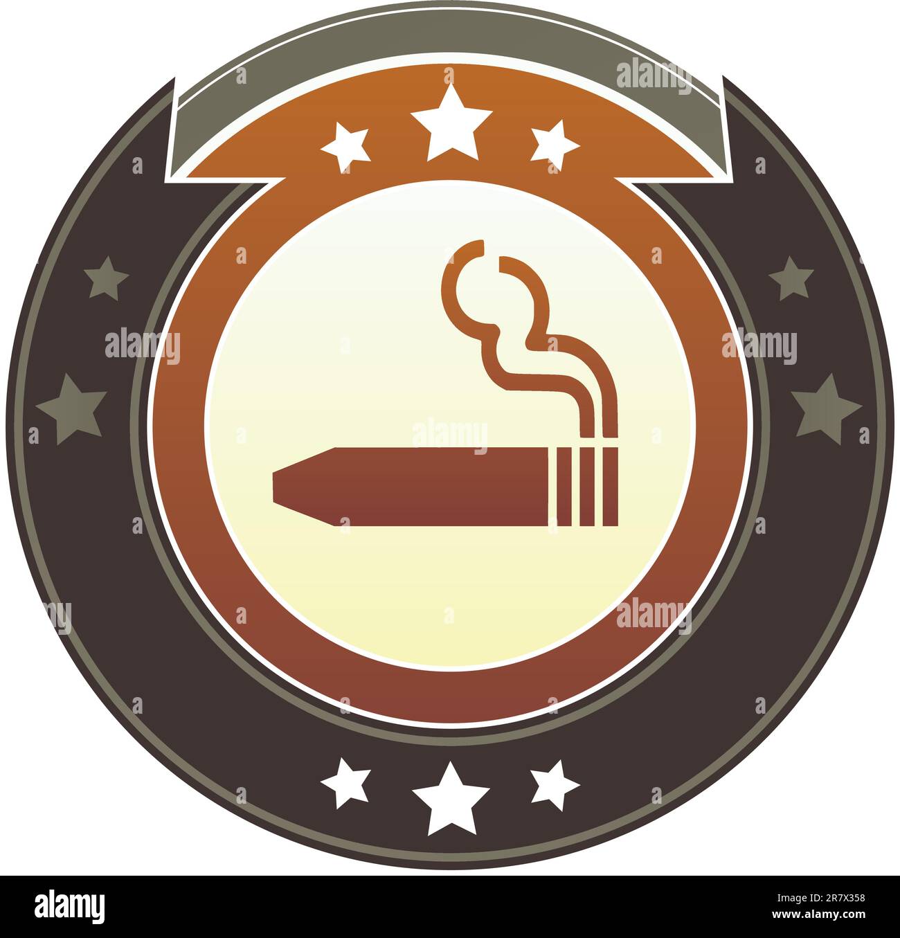 Cigar or smoking permitted icon on round red and brown imperial vector ...