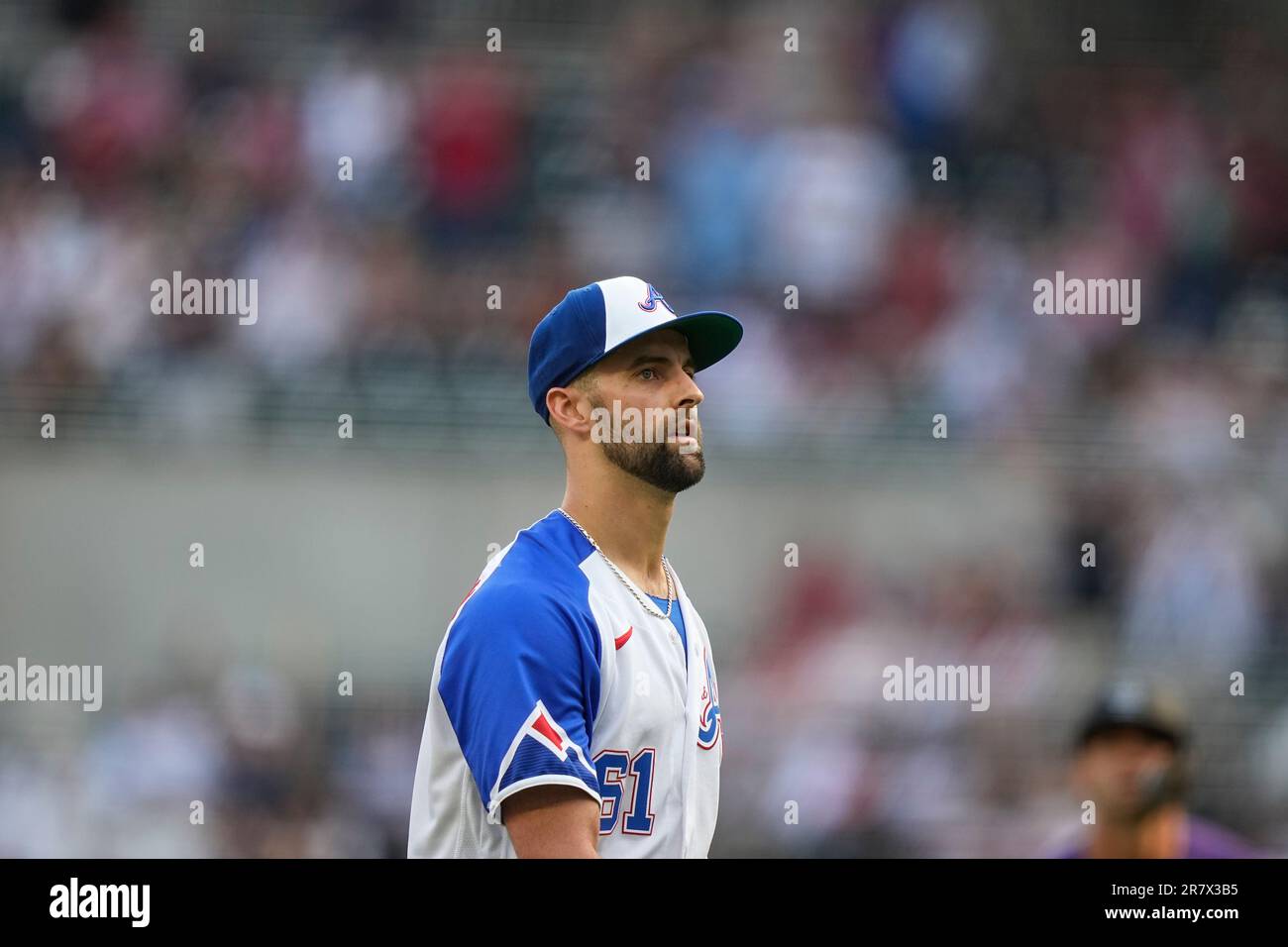Atlanta Braves relief pitcher Nick Anderson (61) delivers during a baseball  game against Colorado Rockies, Saturday, June 17, 2023, in Atlanta. (AP  Photo/Brynn Anderson Stock Photo - Alamy