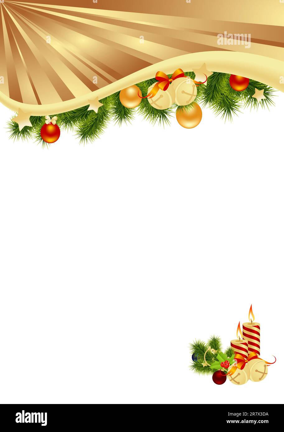 Gold background with christmas decorations. Vector illustration Stock ...