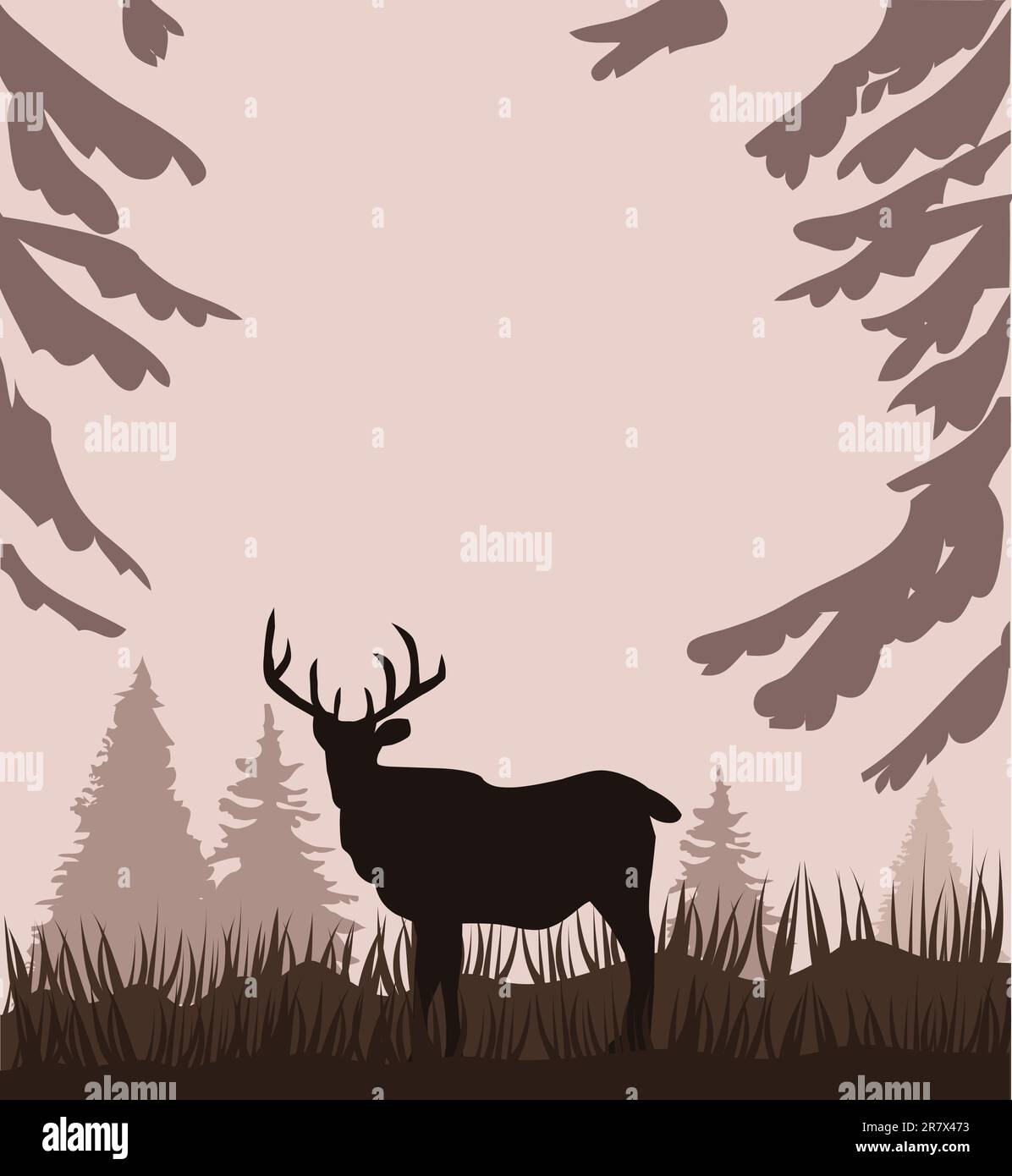 Vector illustration of a deer in the woods Stock Vector Image & Art - Alamy