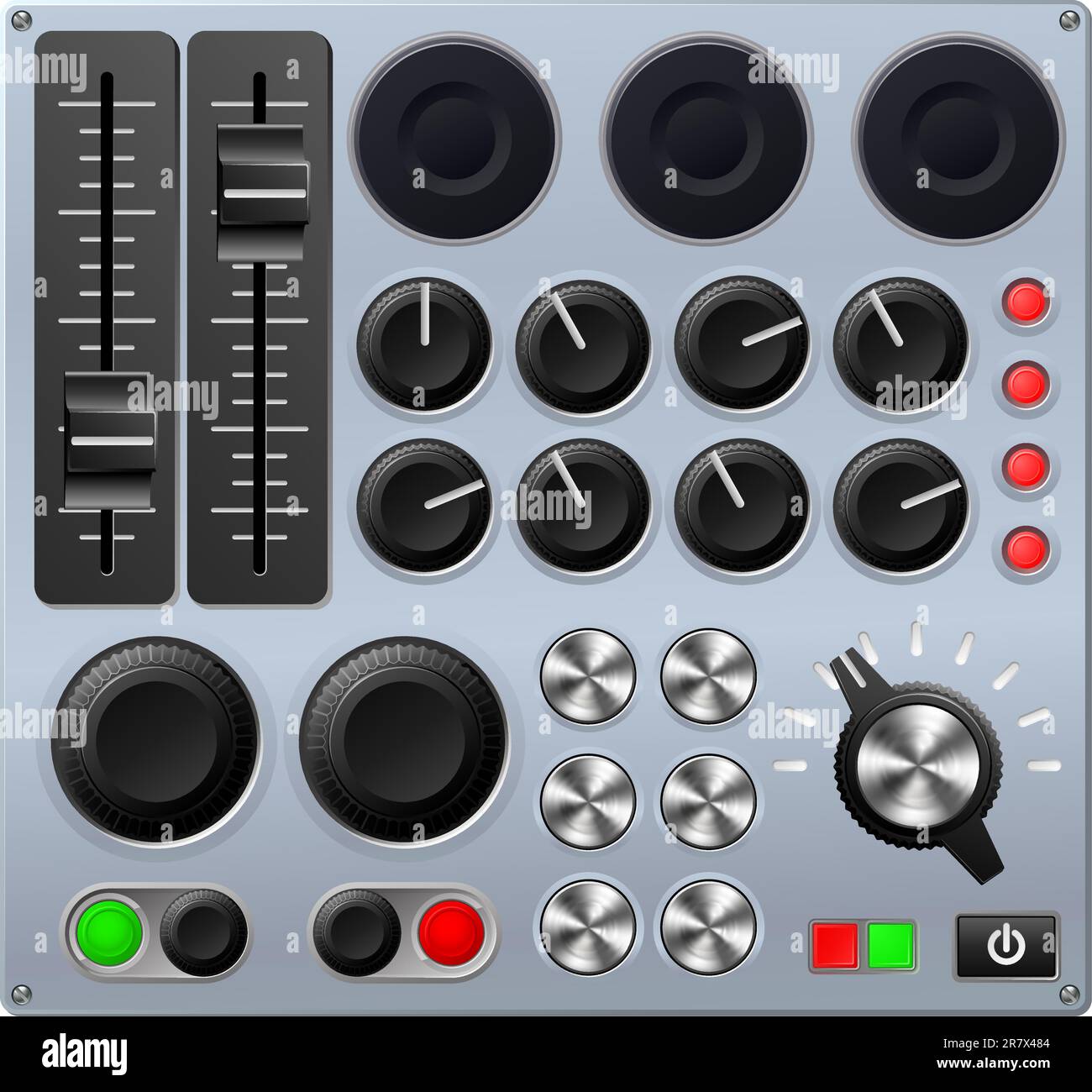 Component parts audio mixer knob and slider Vector Image