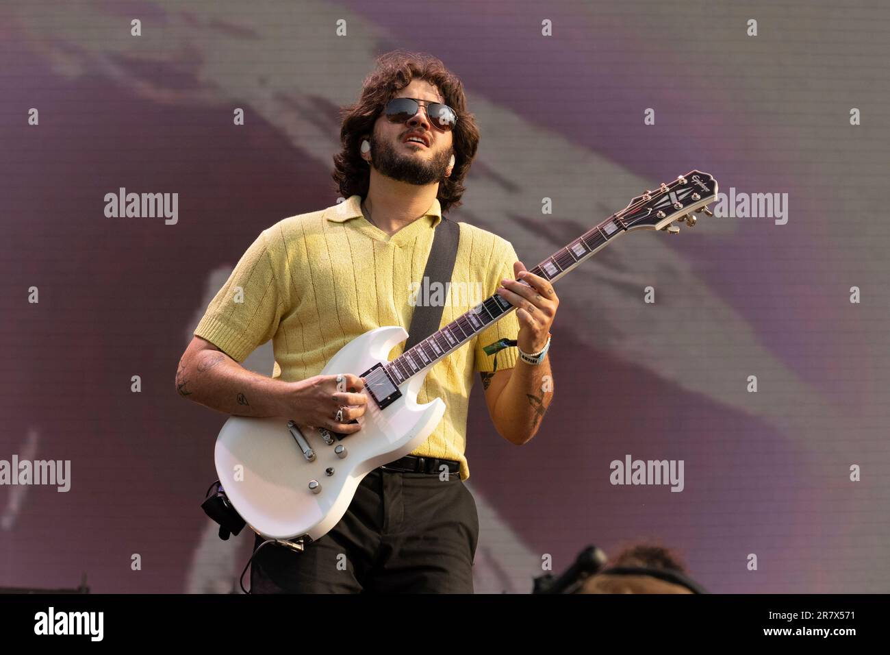 Spencer Stewart of The Band Camino performs during the 2023 Bonnaroo ...