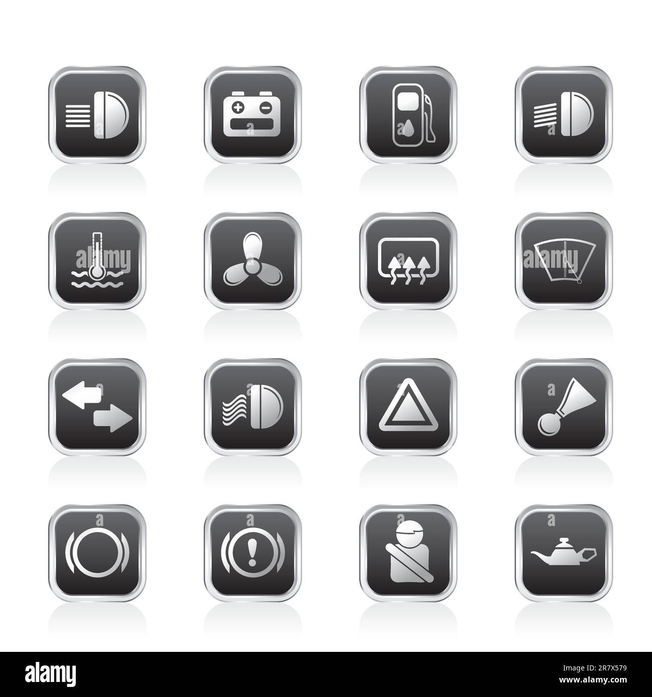 Car Dashboard - simple vector icons set Stock Vector