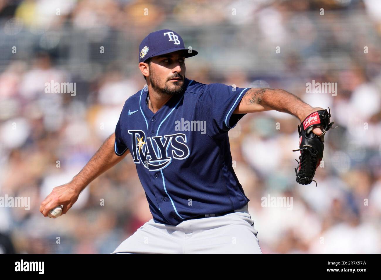 Tampa Bay Rays Starting Pitcher Zach Eflin Works Against A San Diego ...