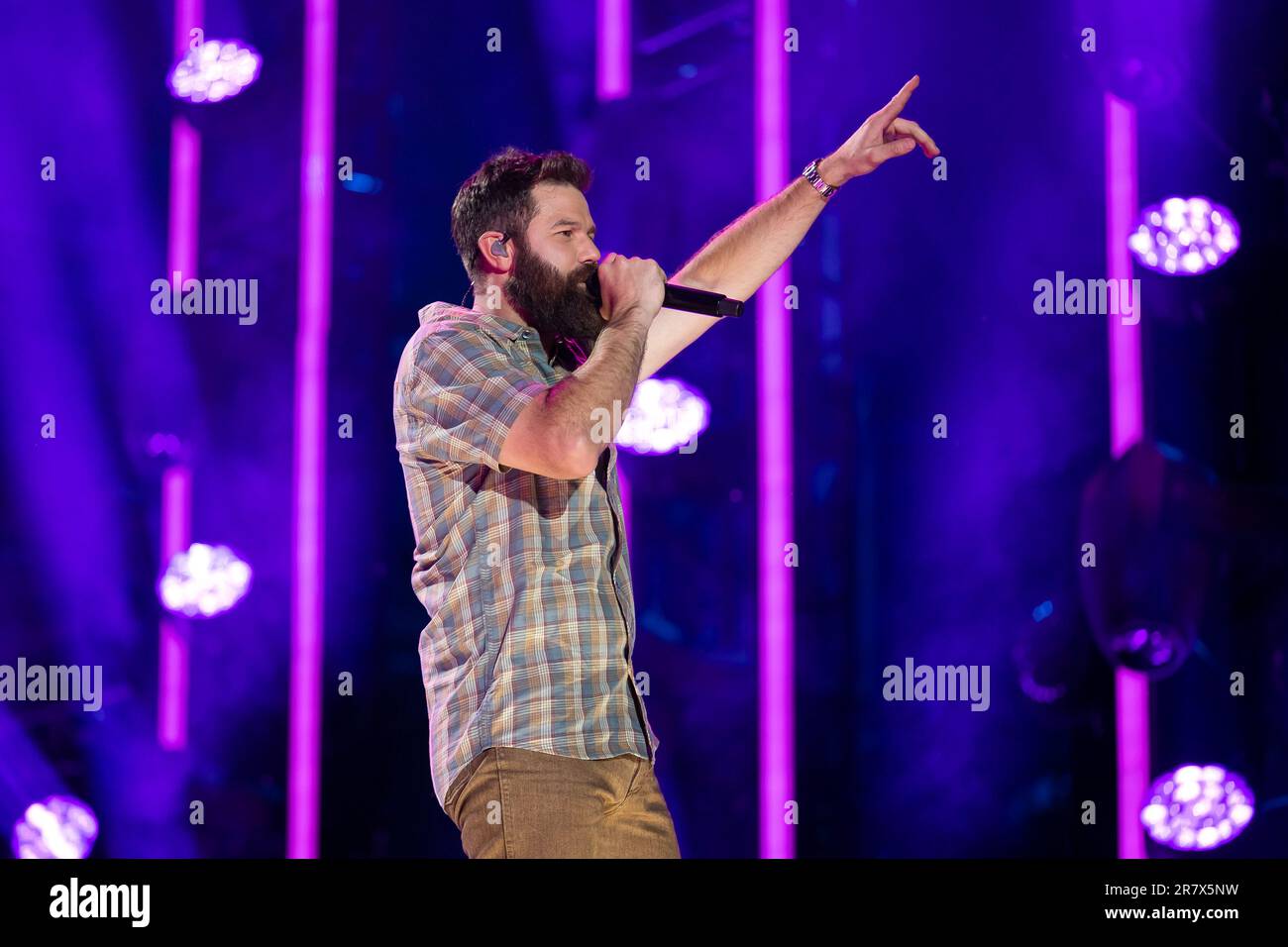 Jordan Davis performs during day 1 of the CMA Fest at Nissan Stadium on