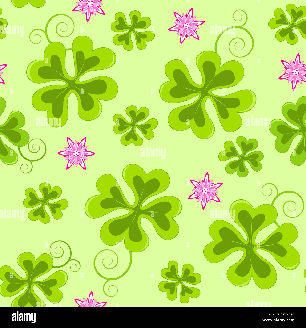 Saint Patrick's Day seamless pattern with  four leaf clover Stock Vector
