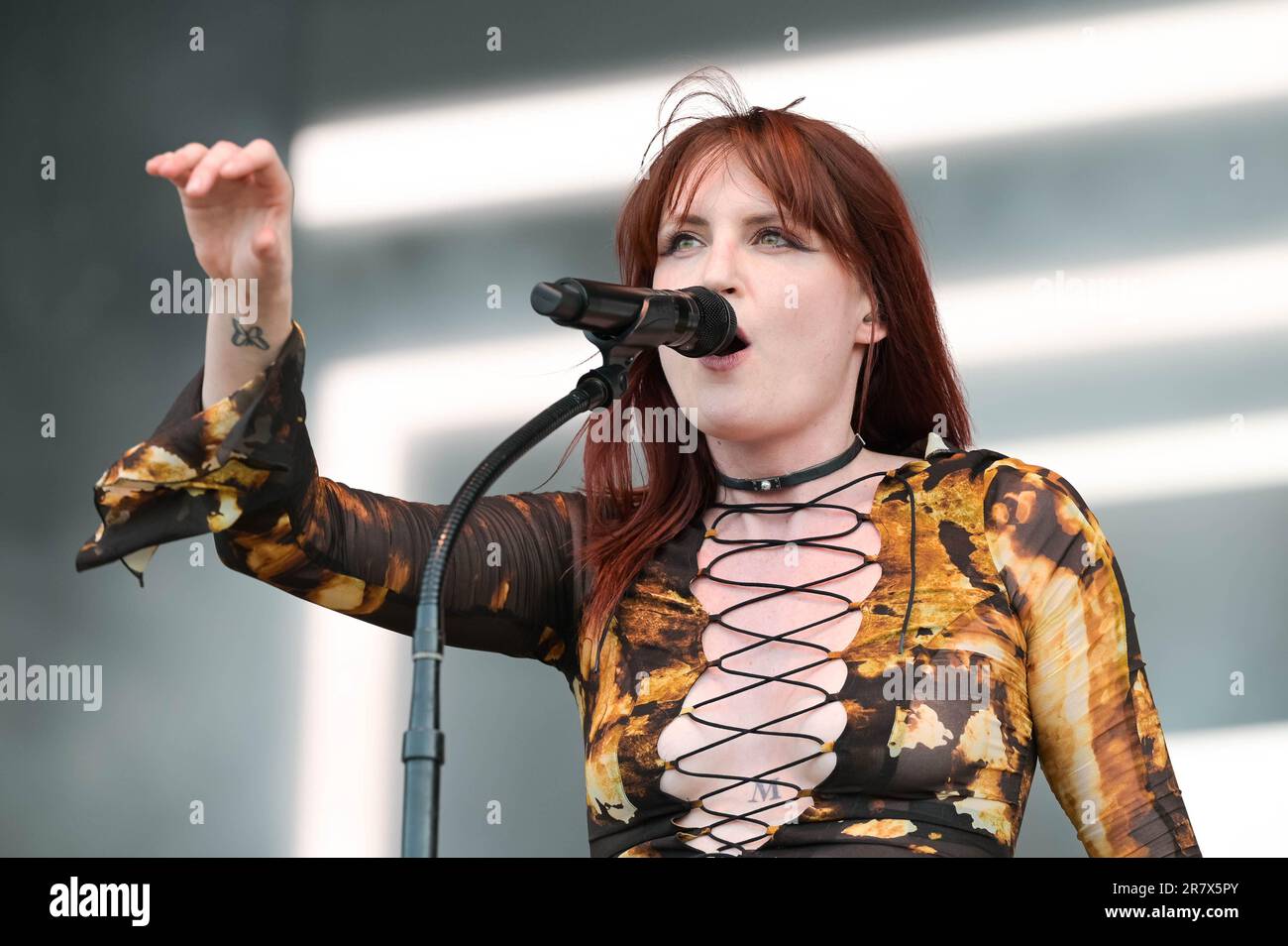 Muna lead singer Katie Gavin performs during Day 2 of the 2023 Bonnaroo ...