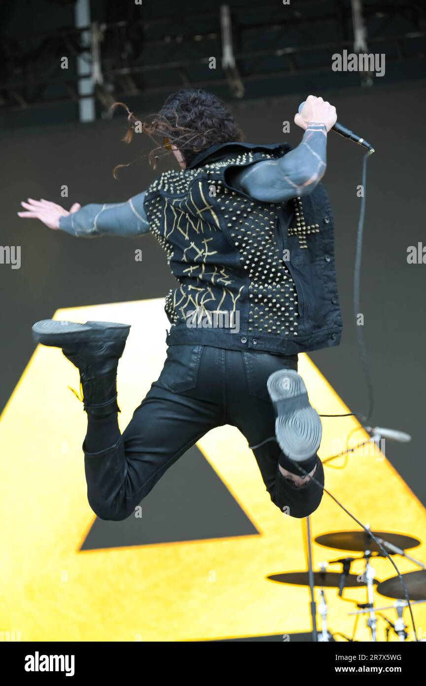 AFI lead singer Davey Havok performs during Day 2 of the 2023 Bonnaroo Music & Arts Festival on June 16, 2023 in Manchester, Tennessee. Photo: Darren Eagles/imageSPACE/MediaPunch Stock Photo