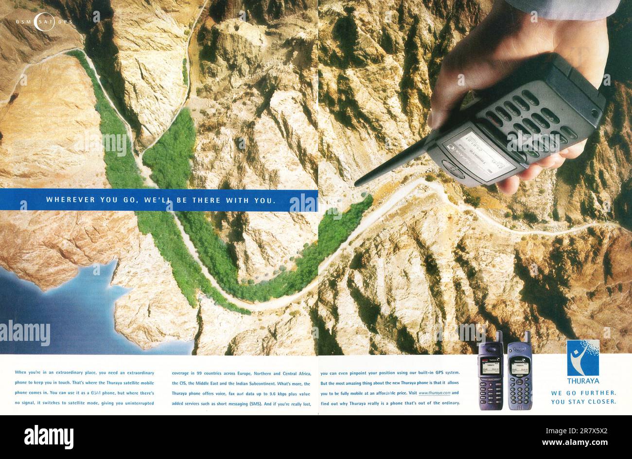 Thuraya GSM GPS mobile phone, satellite phones, cell phone advert in a  magazine 2001 Stock Photo - Alamy