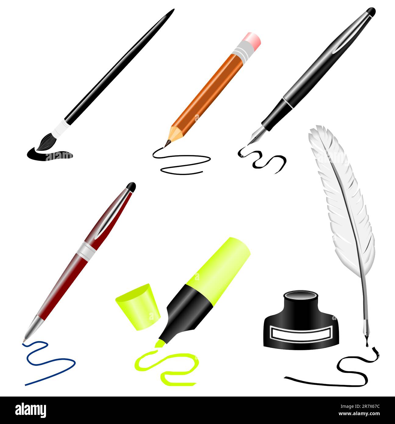 https://c8.alamy.com/comp/2R7X67C/illustration-of-pen-pencil-paint-brush-marker-and-inkstand-2R7X67C.jpg