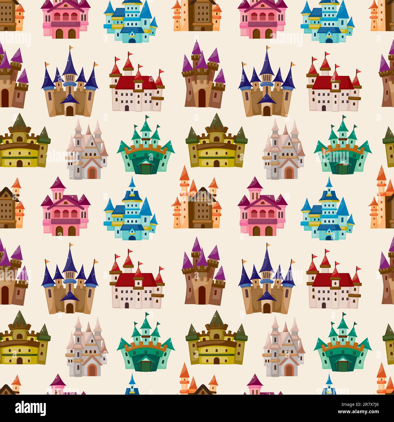 cartoon Fairy tale castle seamless pattern Stock Vector Image & Art - Alamy