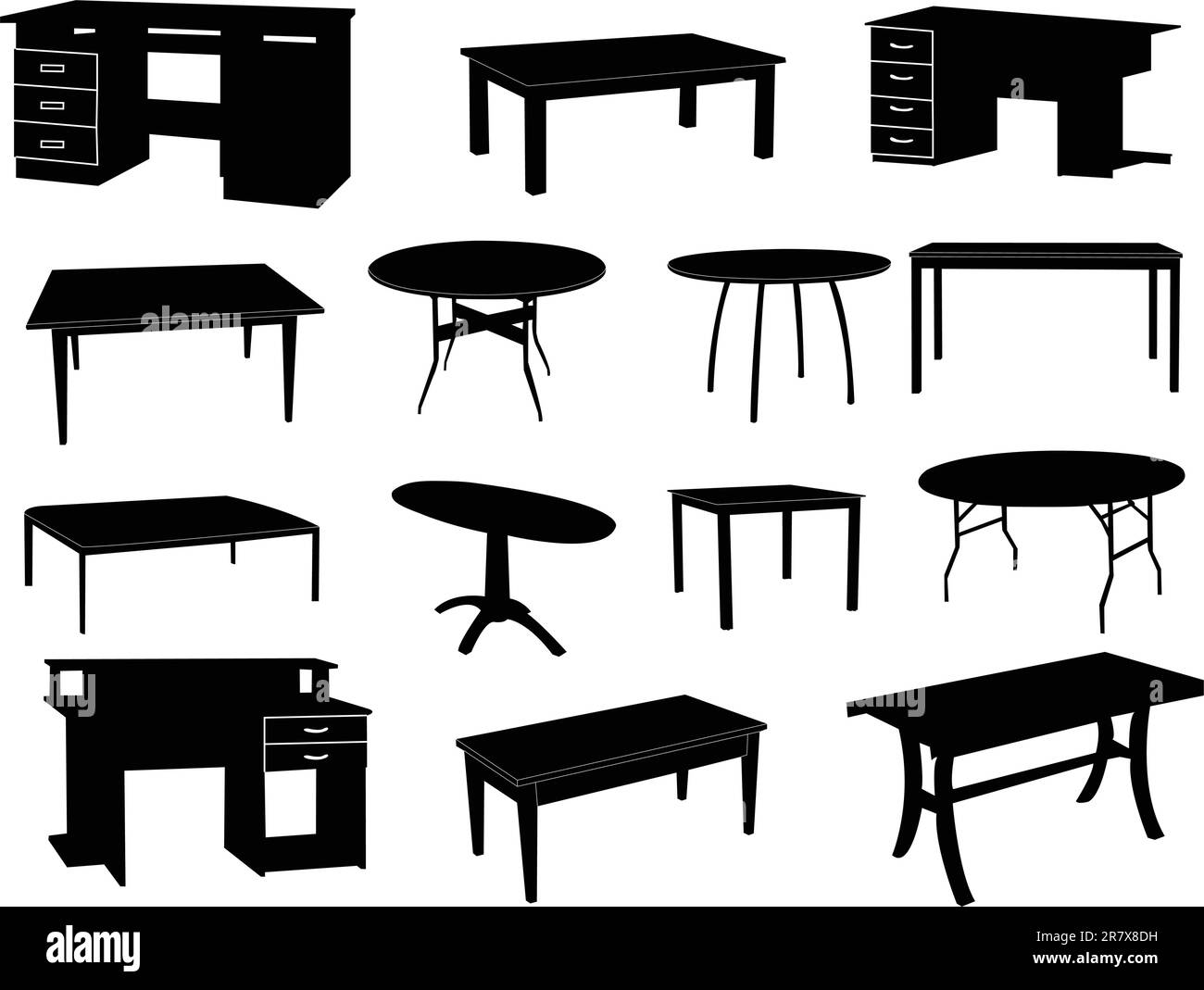 Collection of tables silhouettes vector stock vector image art alamy