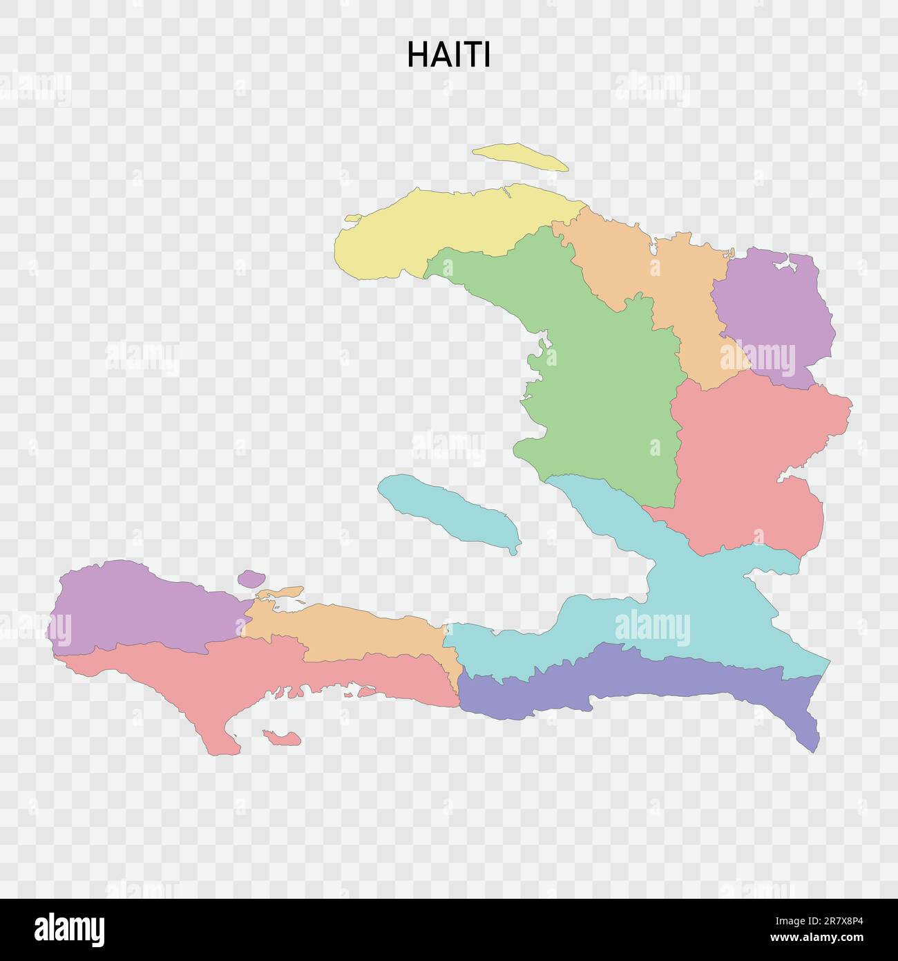 Isolated colored map of Haiti with borders of the regions Stock Vector