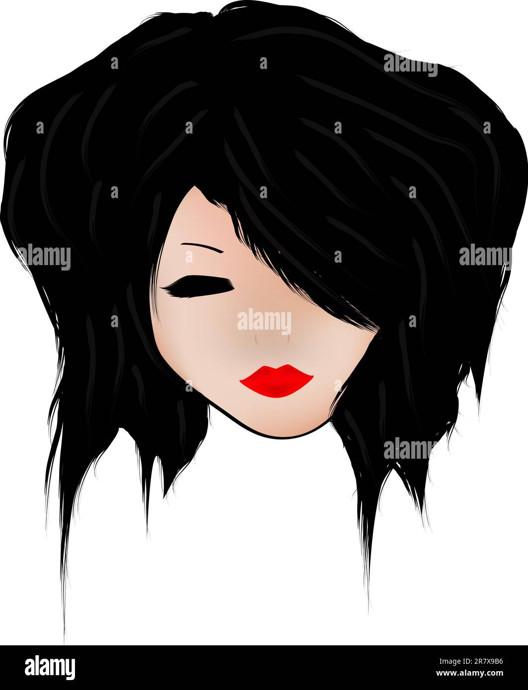 Vector illustration of emo teenager with black make-up Stock Vector