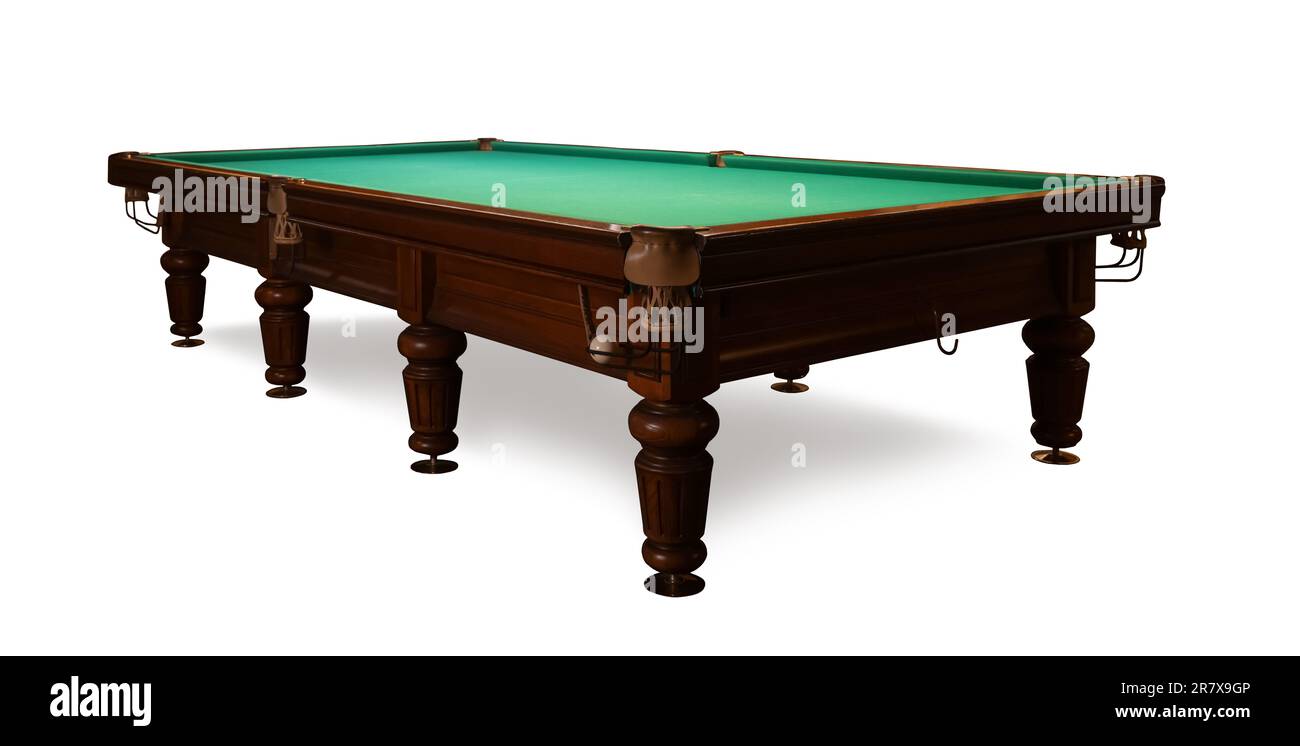 Empty green billiard table on white background Stock Photo - Alamy