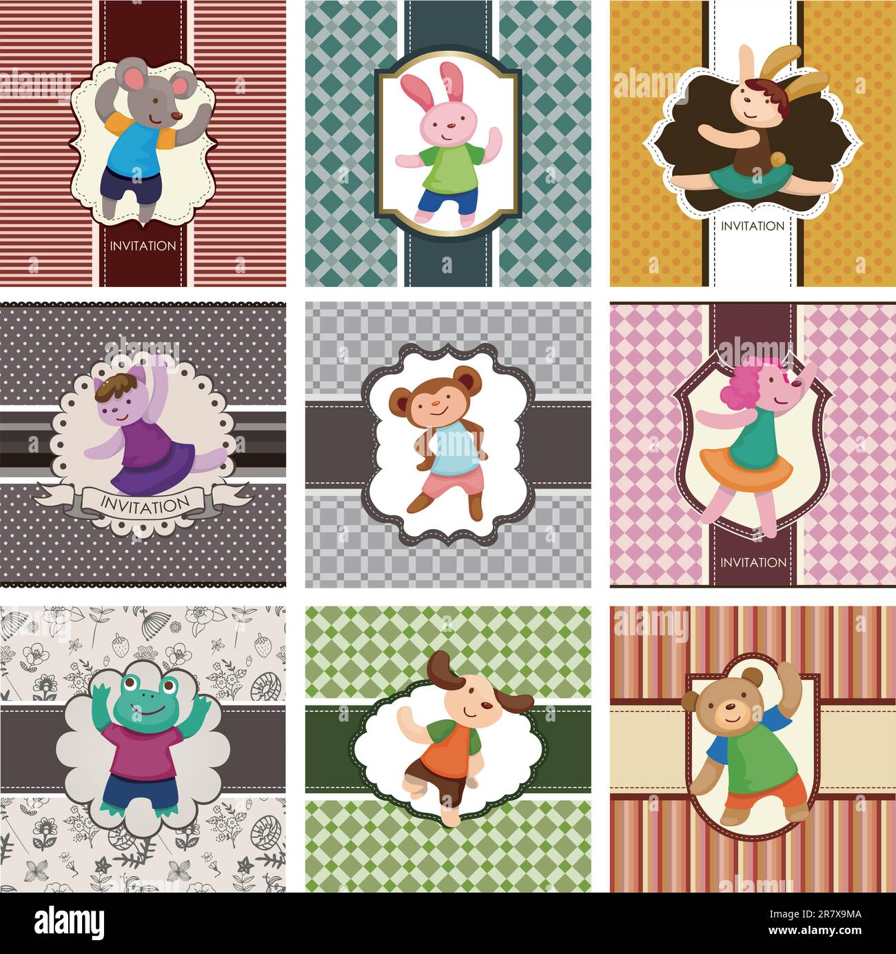 cartoon animal dancer seamless pattern Stock Vector