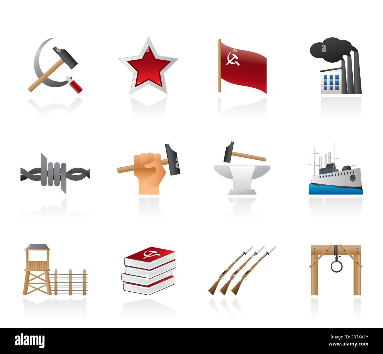 Communism, socialism and revolution icons - vector icon set Stock Vector