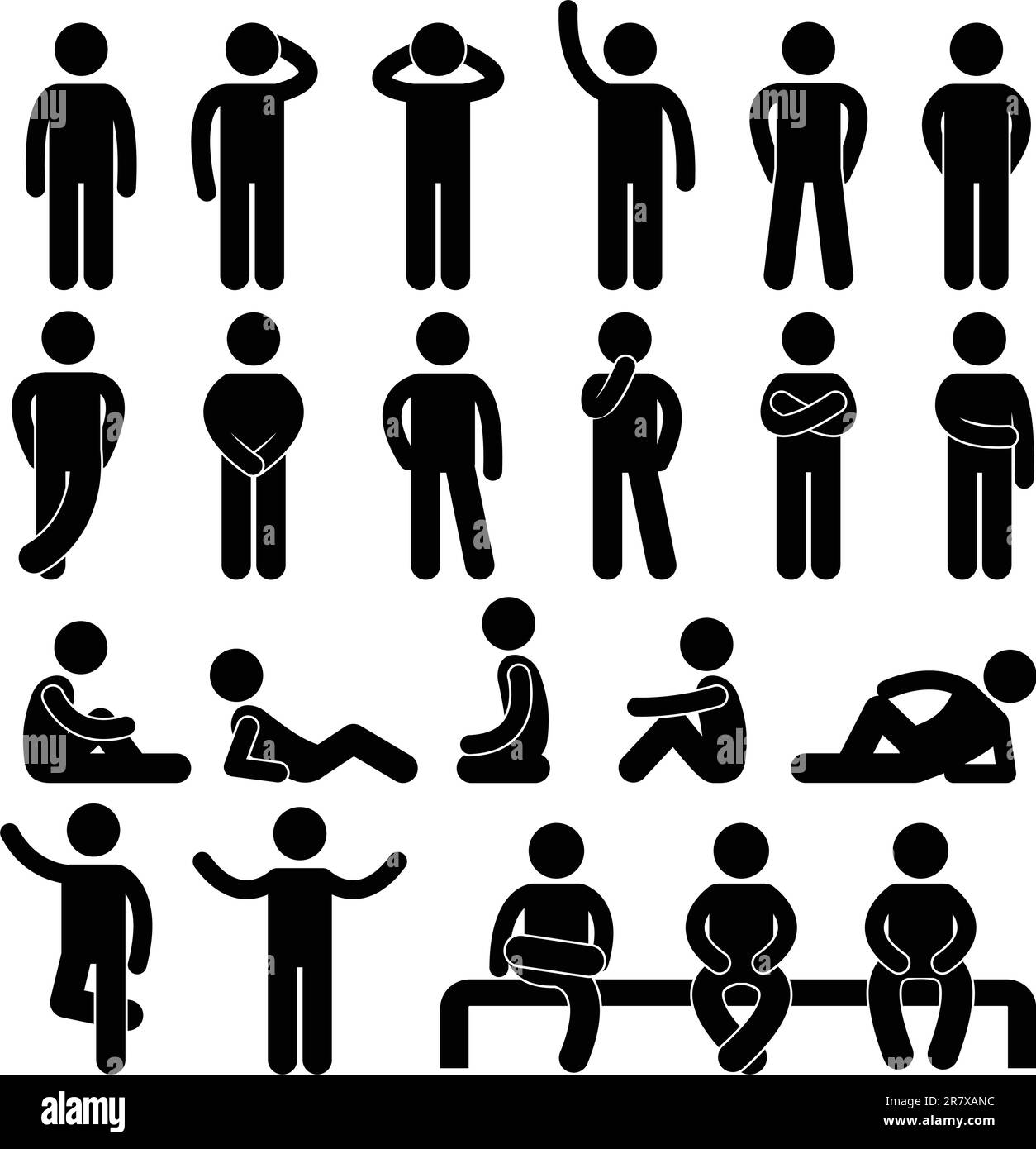 A set of pictogram about man basic posture. Stock Vector