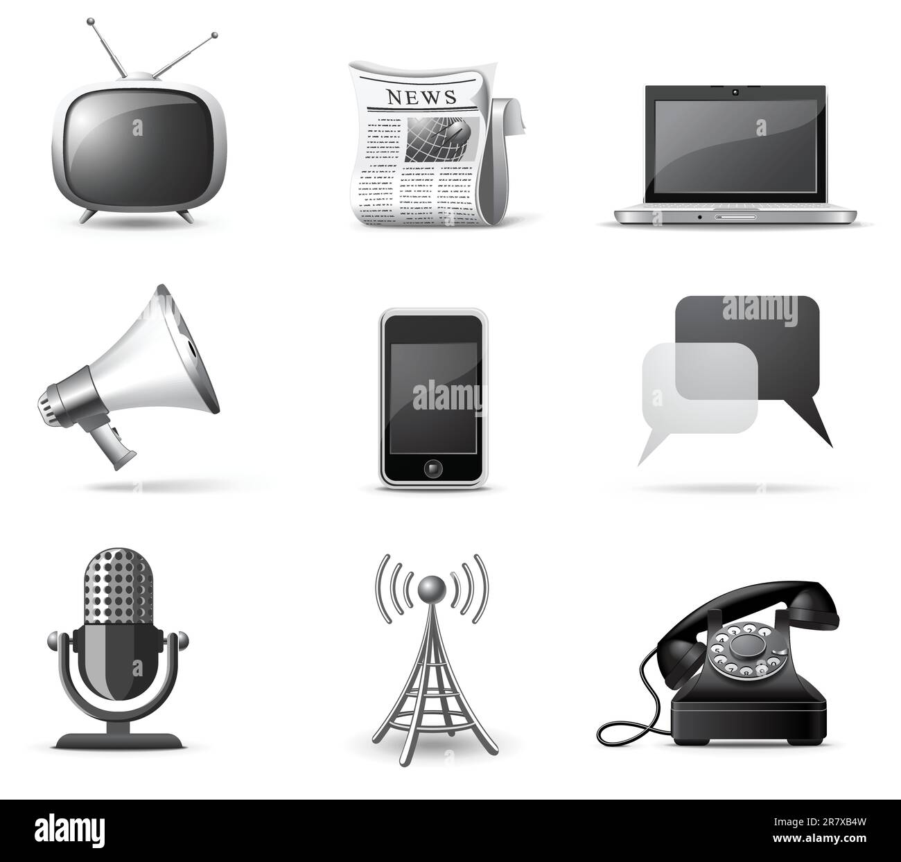 Communication  icons | B&W series Stock Vector