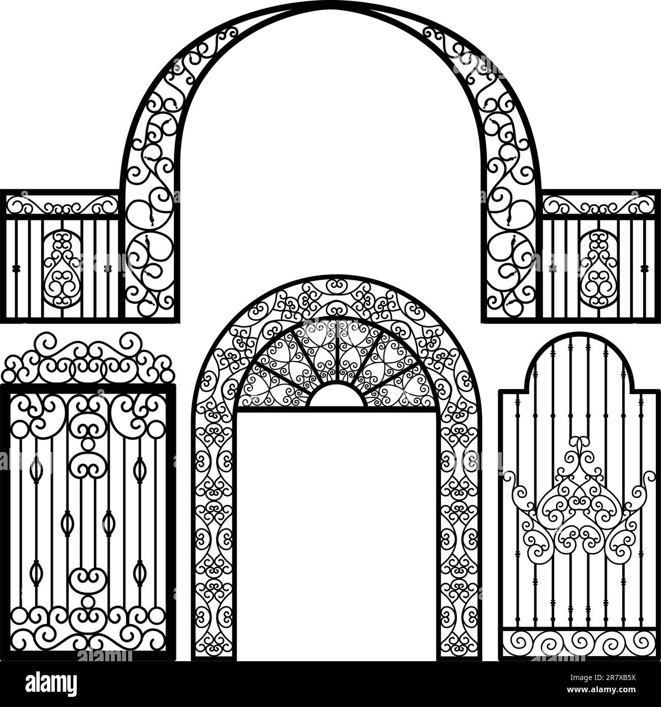 A set of vintage gate design. Stock Vector