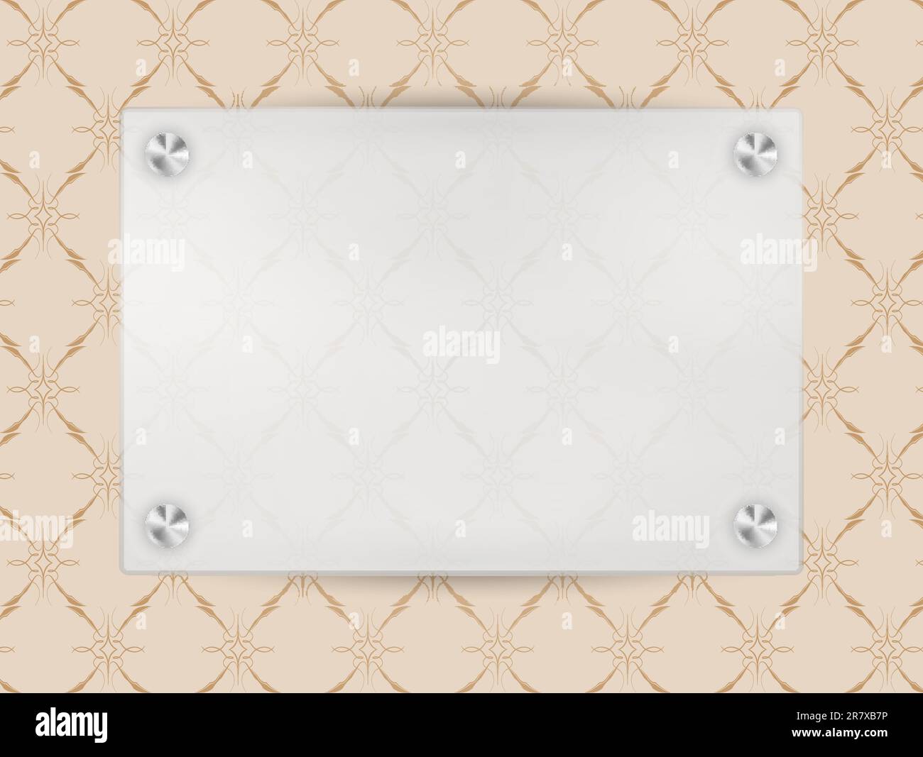 Transparent Blank Frame on Beige Vintage Wallpaper Stock Vector