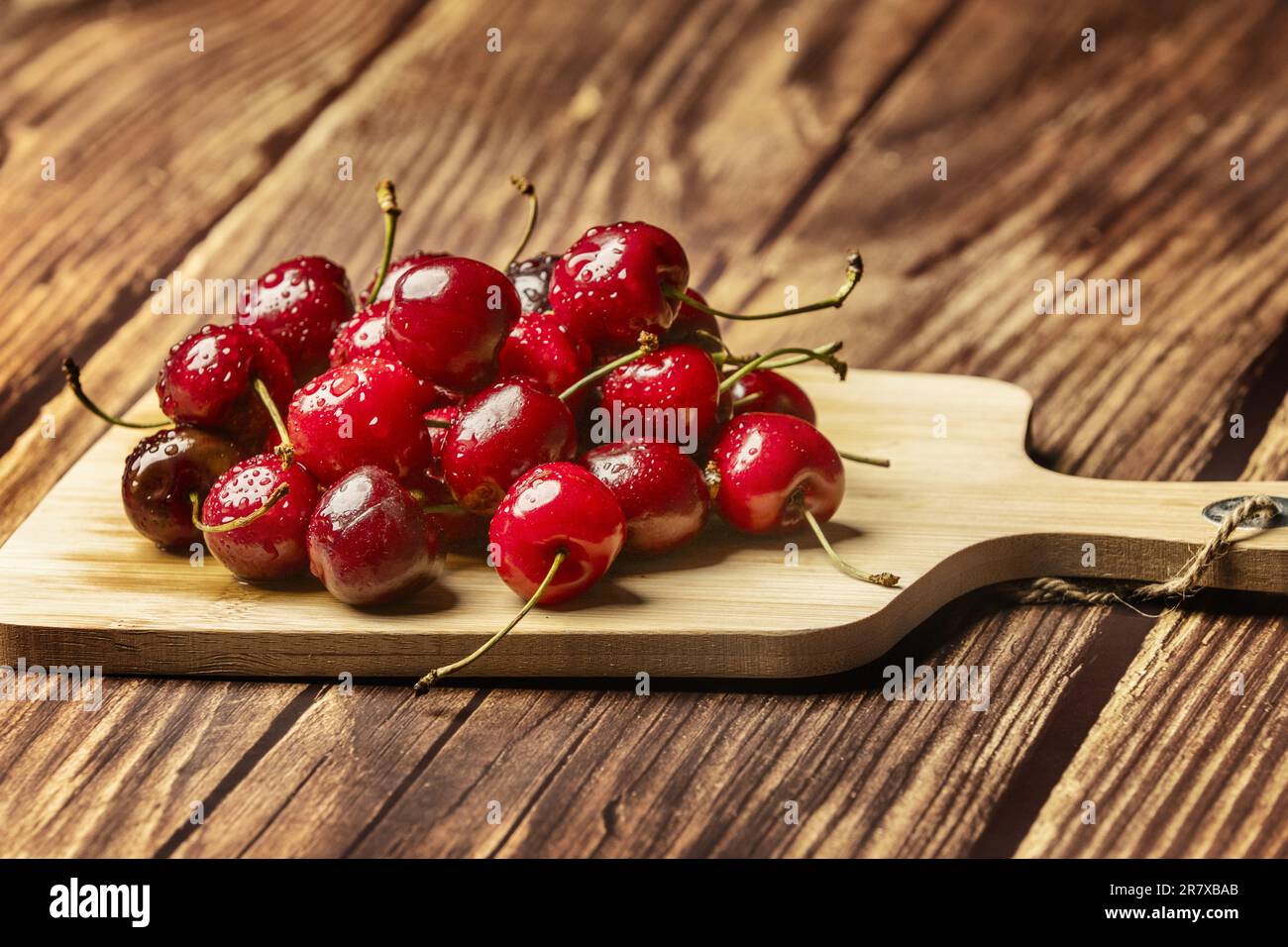 The cherry probably originated in the Black Sea and the Caspian Sea, and then spread to Europe and Asia, carried by birds and human migrations. Stock Photo