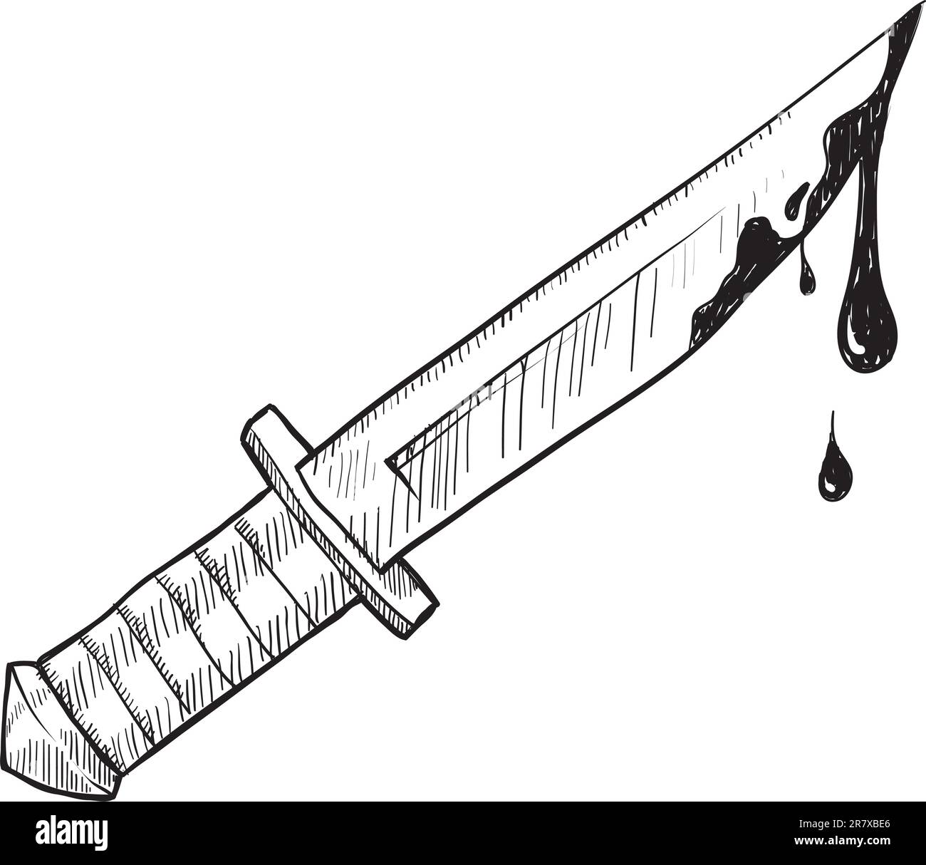 Doodle style knife or murder vector illustration Stock Vector