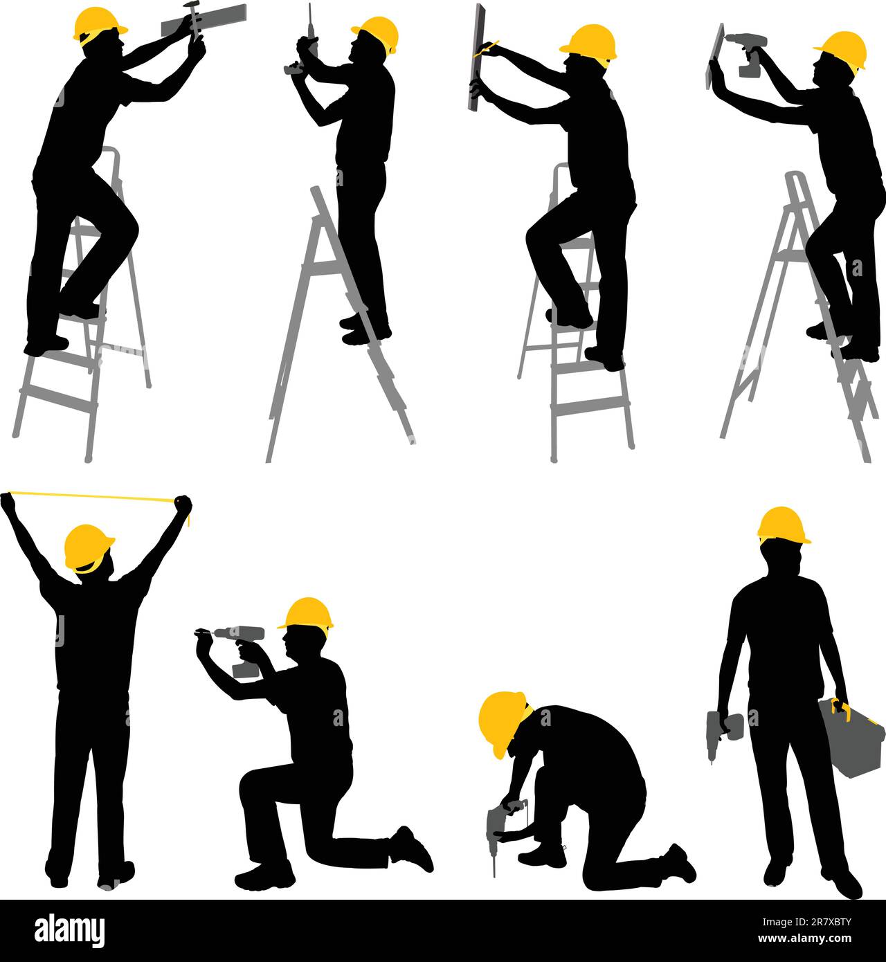 construction workers silhouettes - vector Stock Vector Image & Art - Alamy