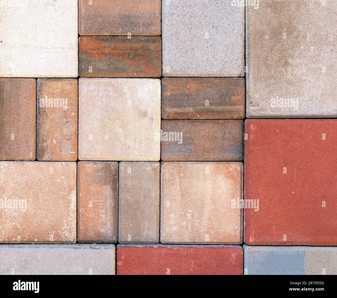 Colorful brick stone squares pattern style background texture Stock Photo