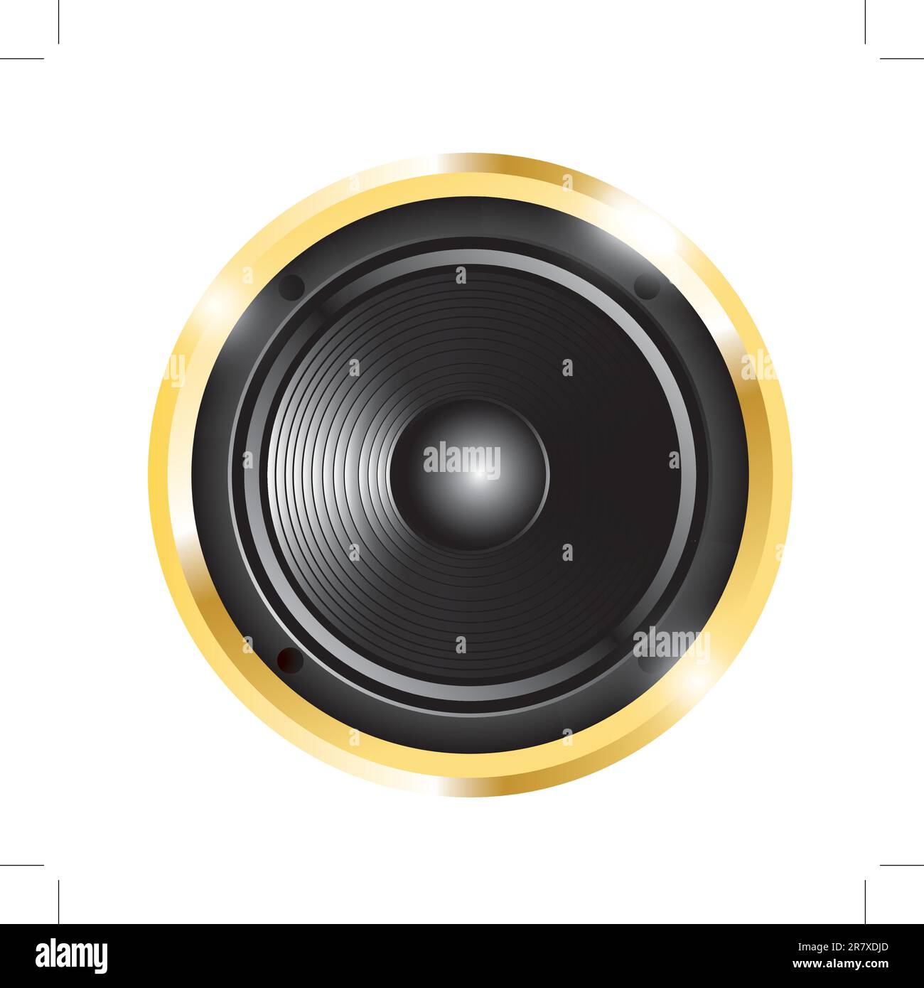 illustration of golden audio speaker. Isolated on white background Stock Vector
