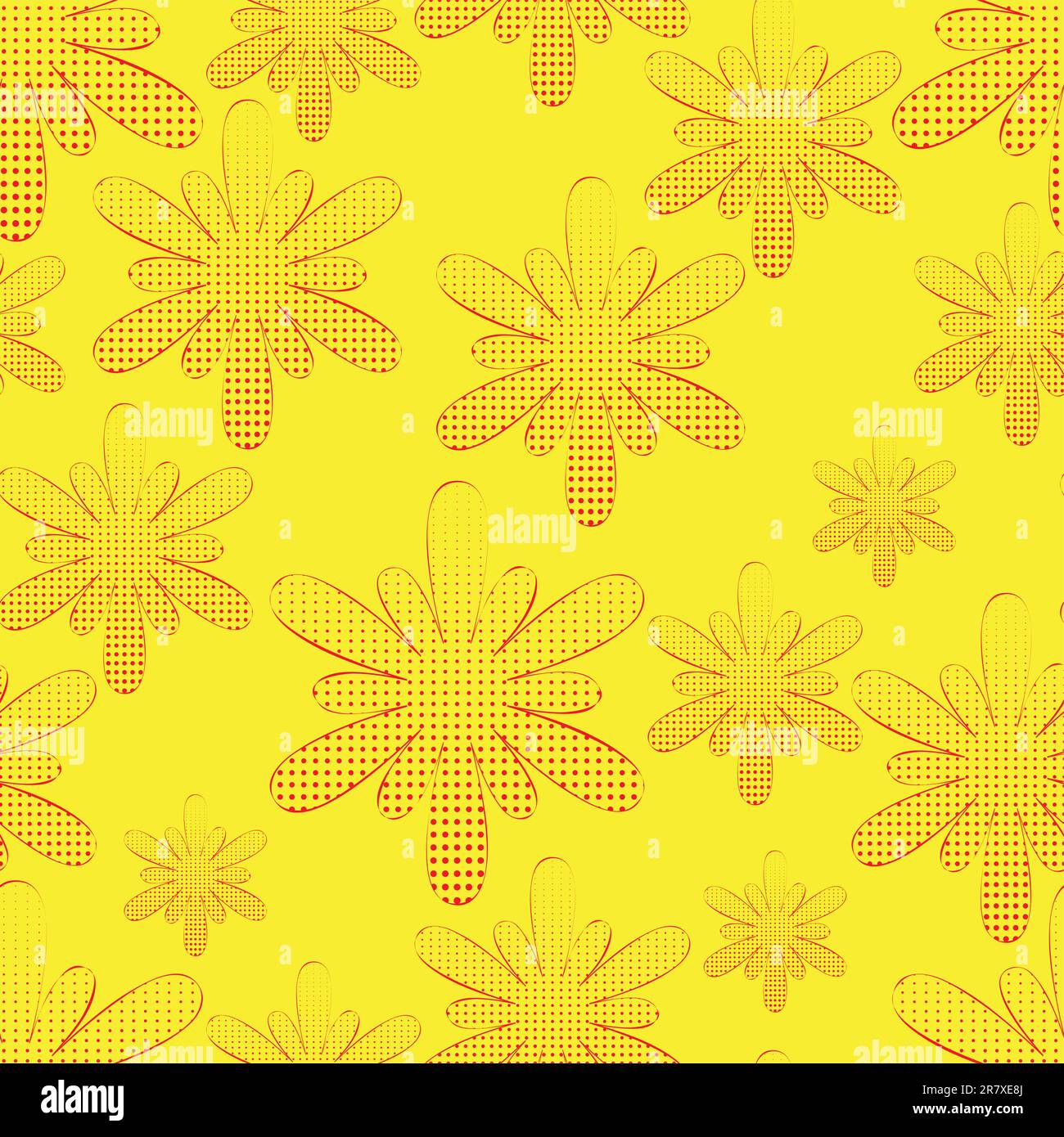 vector seamless background yellow with red flowers Stock Vector Image ...