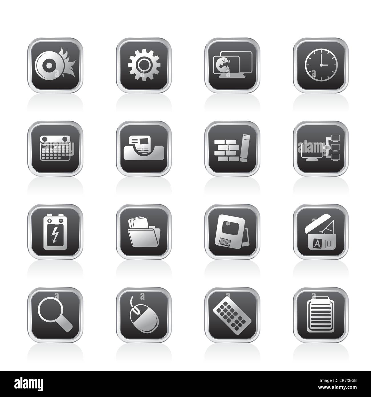 Computer, mobile phone and Internet Vector Icon Set Stock Vector
